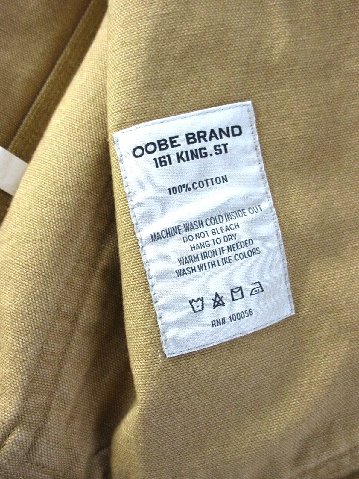 Men’s OOBE Brand Canvas Cotton Chore Coat Buckwheat Brown NWT Free Ship