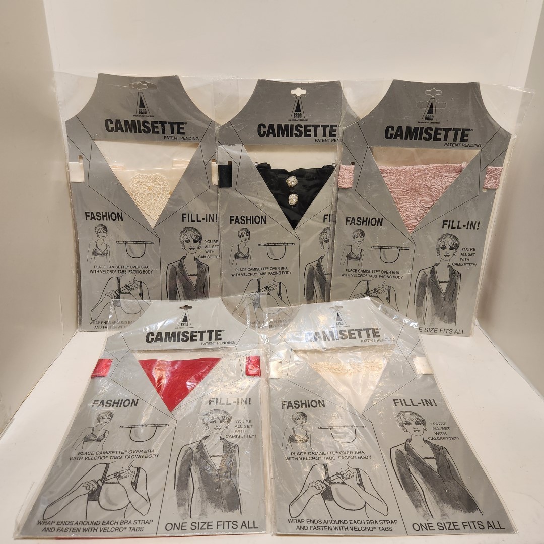Vtg ABrod Women Lace Cami Clip-on Mock Camisole Overlay Modesty Panel Lot of 5