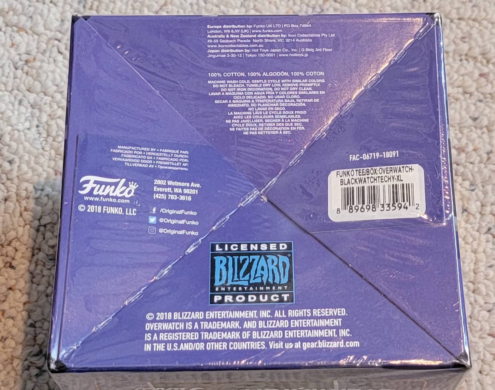 Funko Pop Overwatch Blk Tee shirt in Box Sz X-Large BlackWatch in Cube Box NIB
