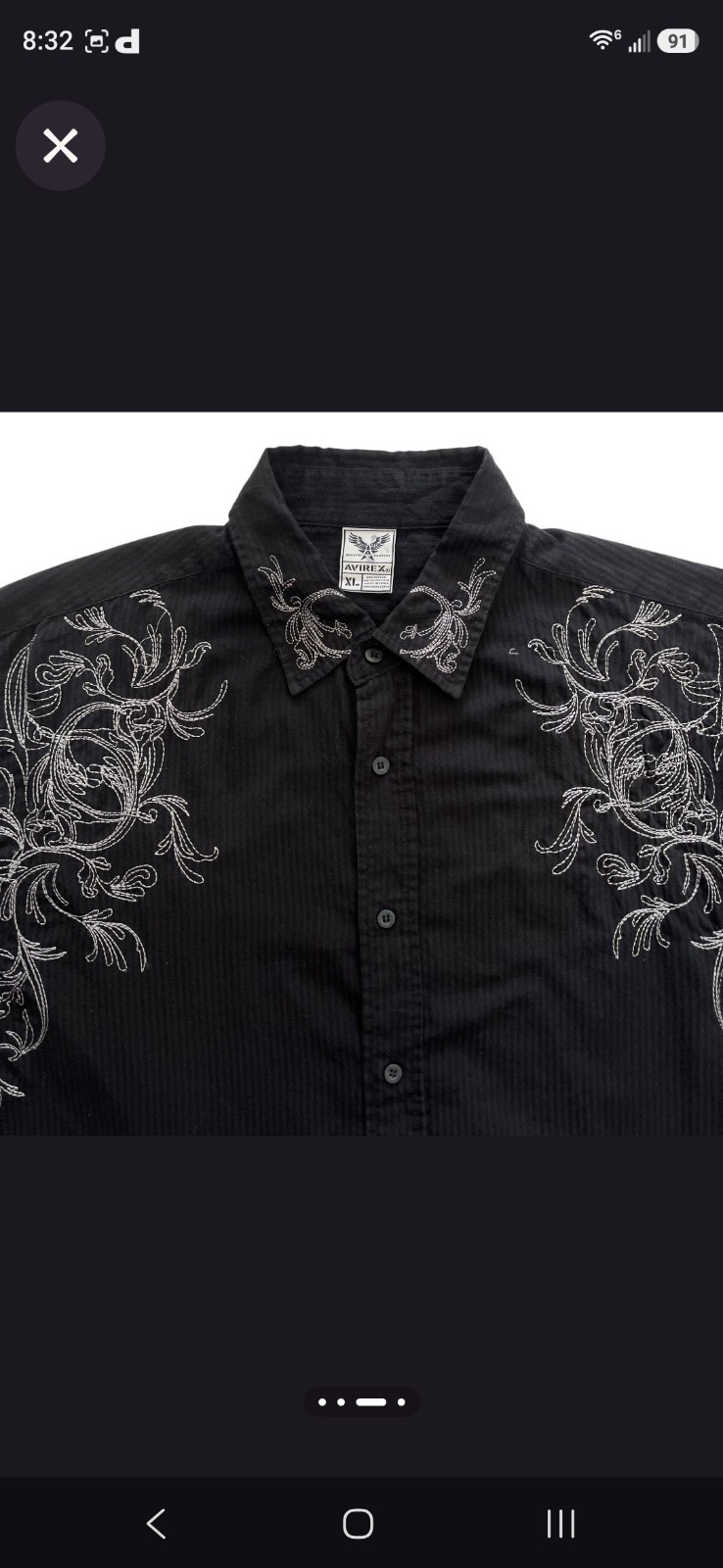 AVIREX Y2K Embroidered Long Sleeve Button Up Shirt