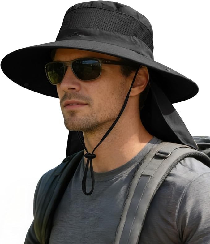 Sun Hat with Neck Flap, UPF 50+, Waterproof Wide Brim for Hiking & Fishing ..