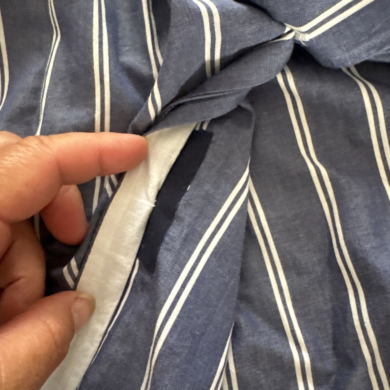 Vintage J.G. Hook Blue & White Stripe Button Front Midi Skirt UK 8 100% Cotton