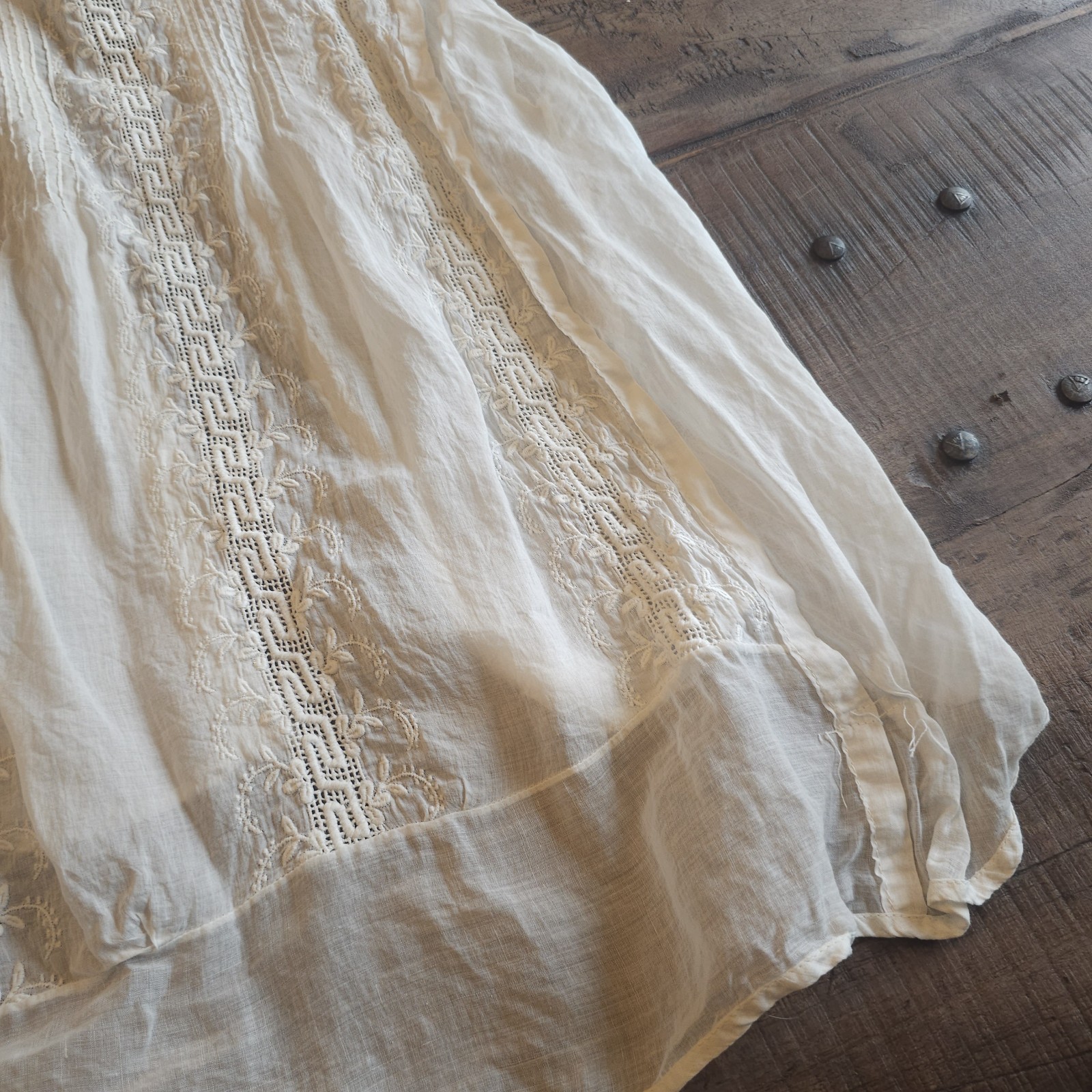 Antique Embroidered White Sleeveless Blouse Mock Neck As Is Top Shirt Edwardian