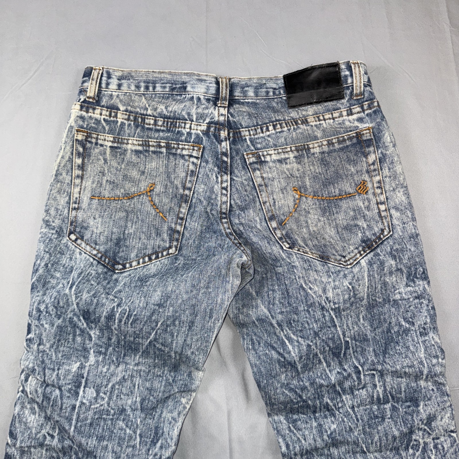 Rocawear Jeans Mens 32×32 Blue Acid Wash Moto Distressed Straight Denim Pants