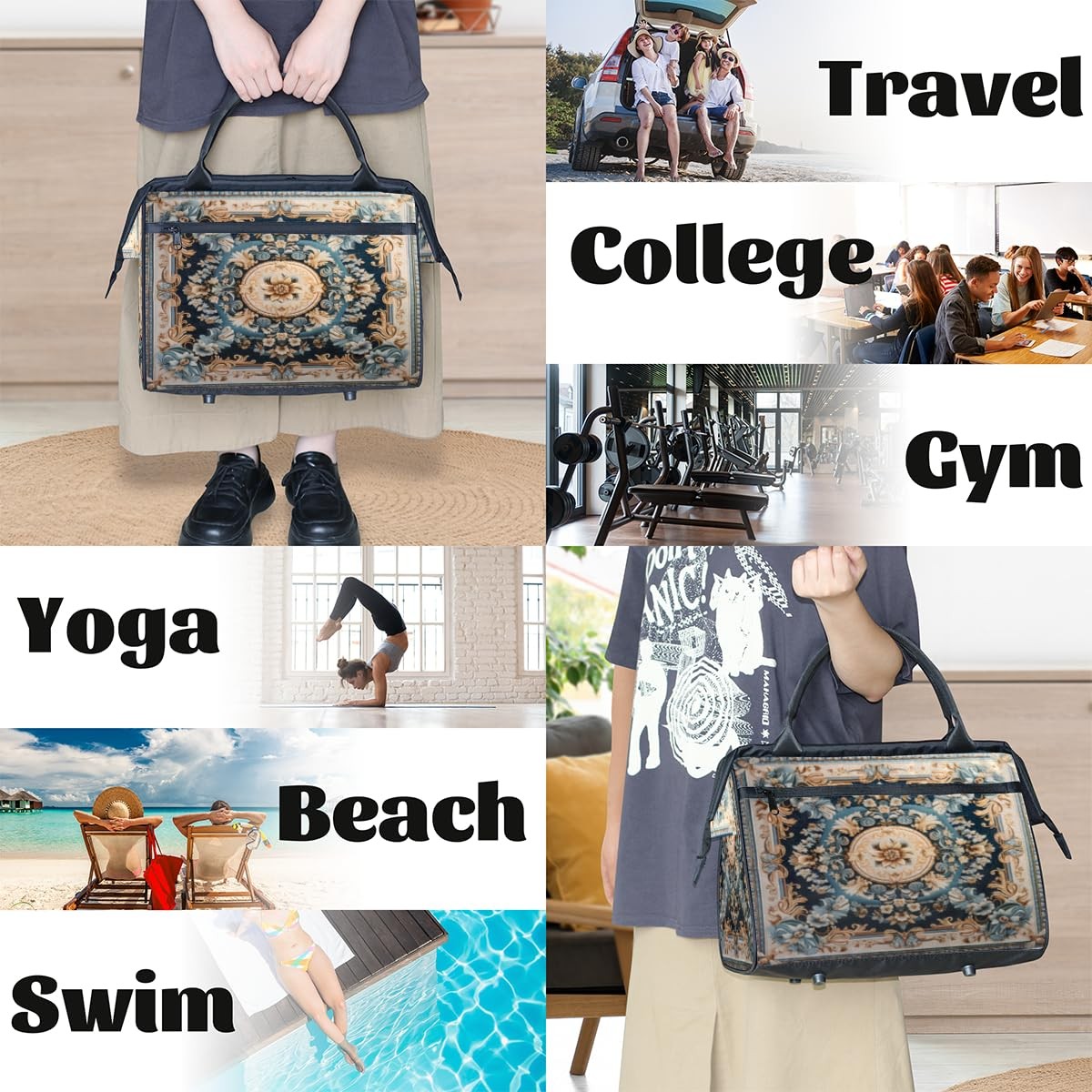 Unisex-Adults Sports Duffel Bags, Floral Pattern, A-3, 15.2*8.3*11.6 in, Wate…