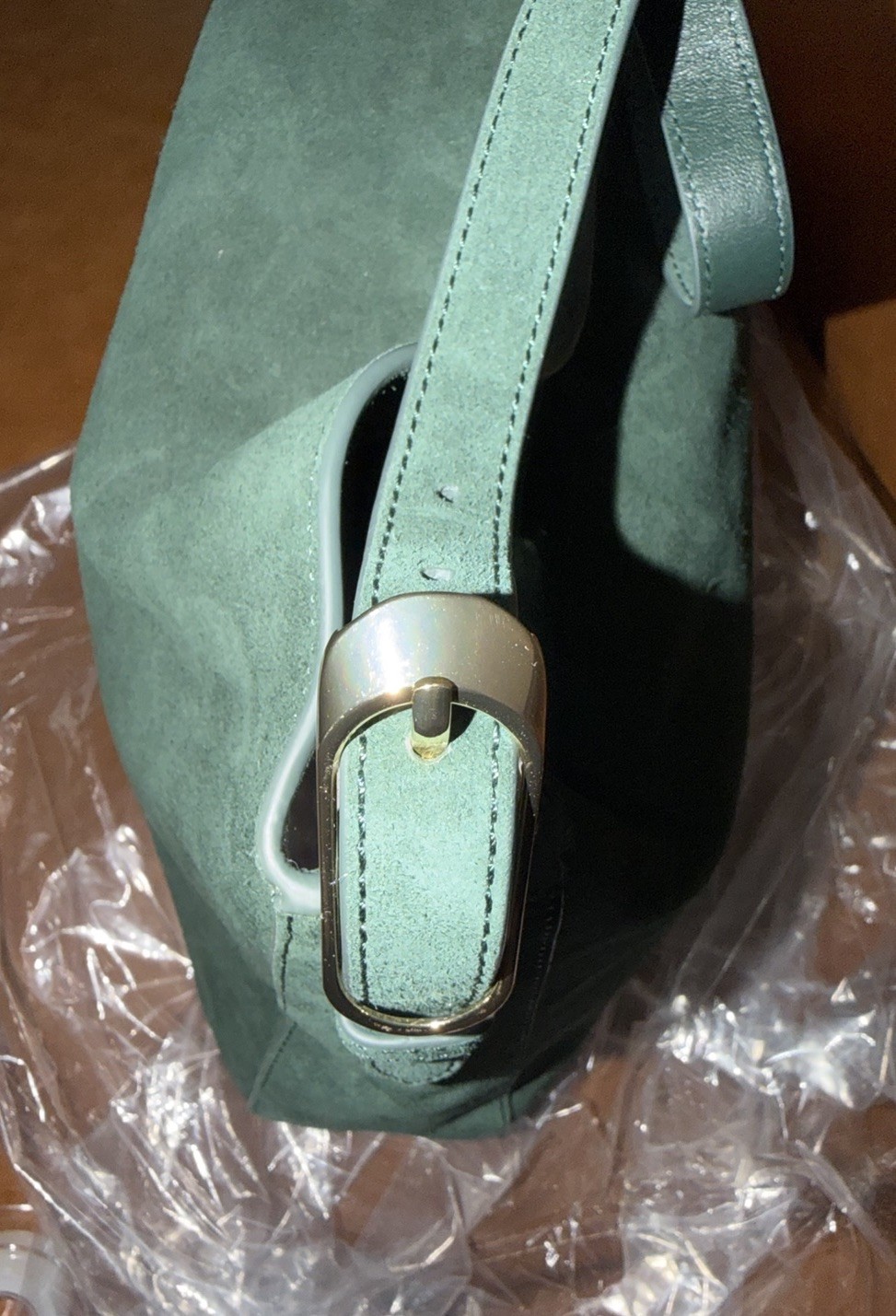 J.Crew Large Berkeley Luxe Suede Shoulder Bag Purse Midnight Foliage Green NWT