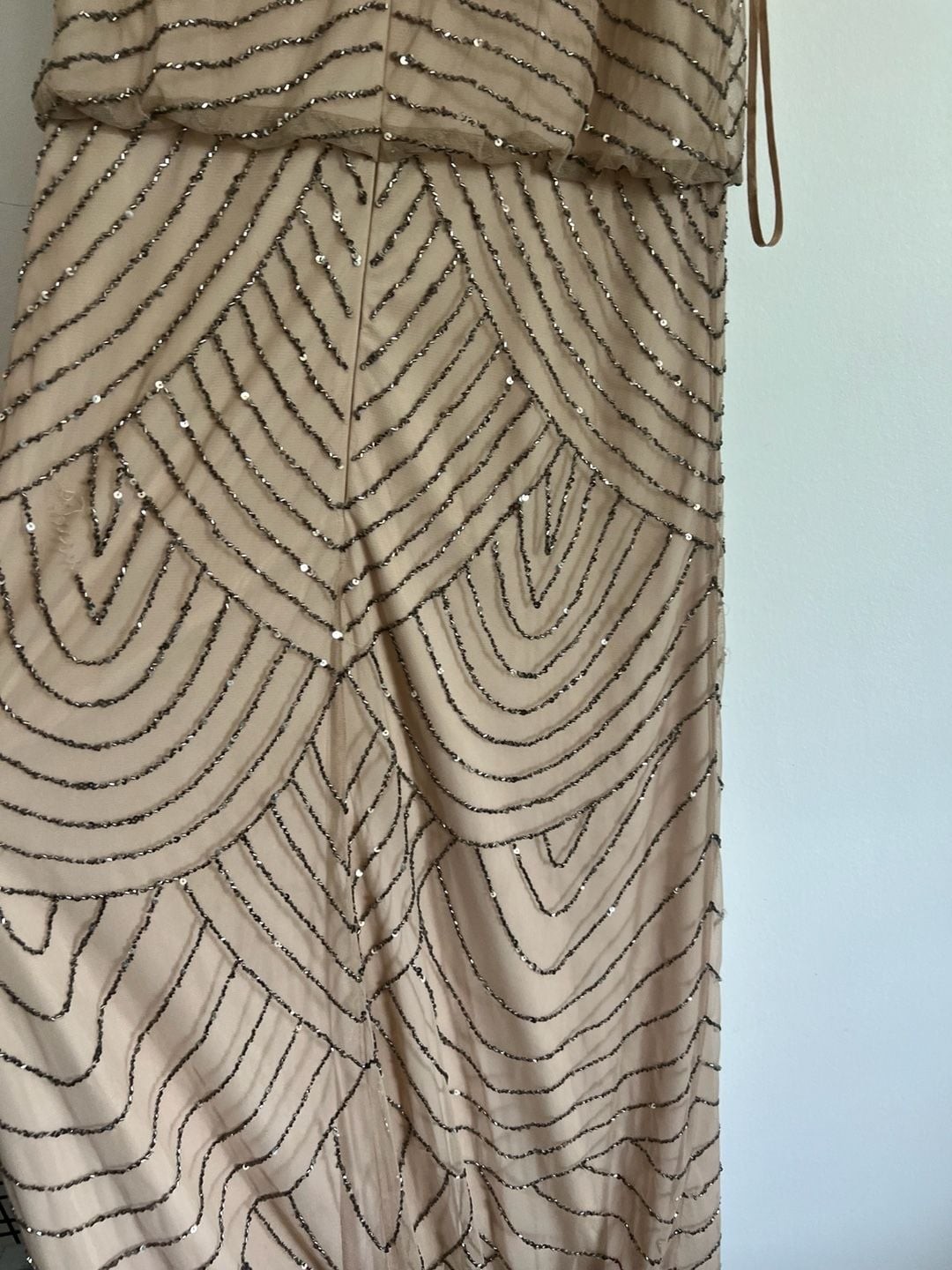 Adrianna Papell Madigan Art Deco Beaded Halter Blouson Gown