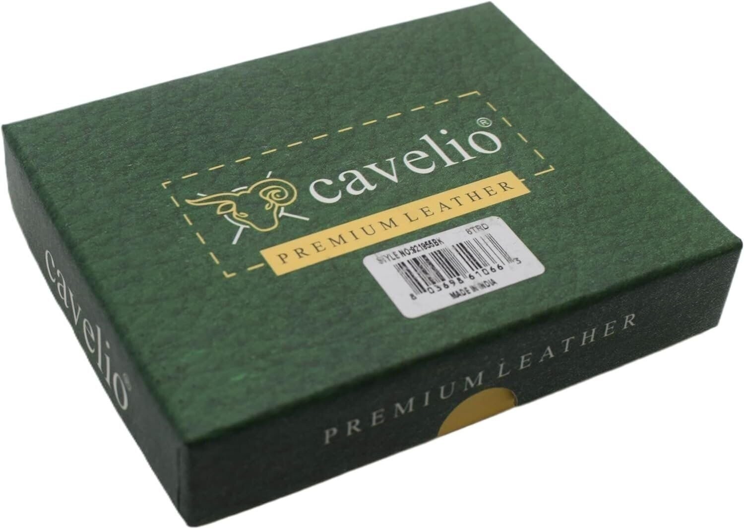 Cavelio Genuine Leather Mens RFID Blocking Slim Trifold Wallet Back ID Window…