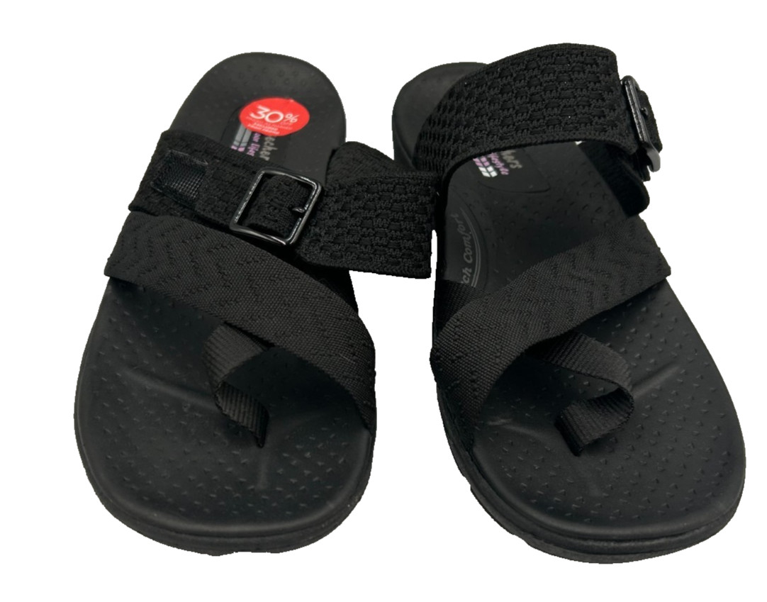Skechers Women’s Reggae Cup Coffee Date Slip On Sandals Black Size:6.5 78i