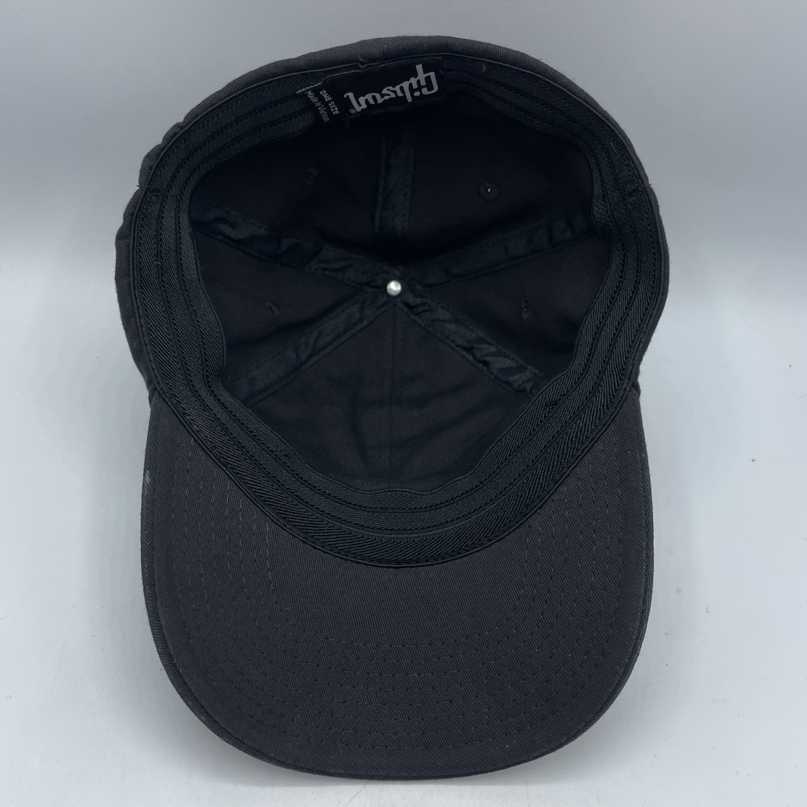Gibson Guitars Hat Adult Flex Fitted One Size Black Baseball Cap Log Stretch