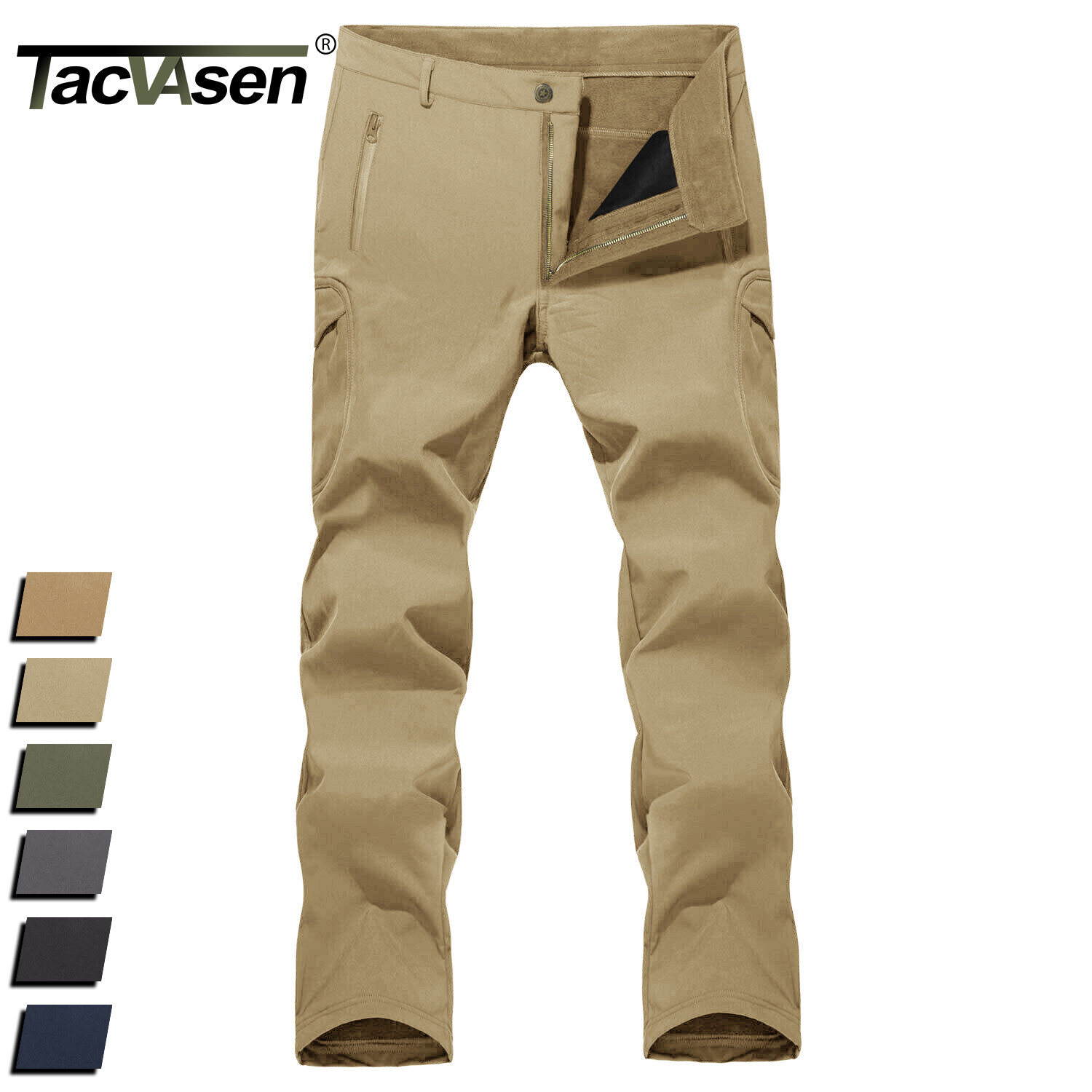 Mens Winter Tactical Fleece Lined Pants Winter Waterproof Hunting Pants Trousers