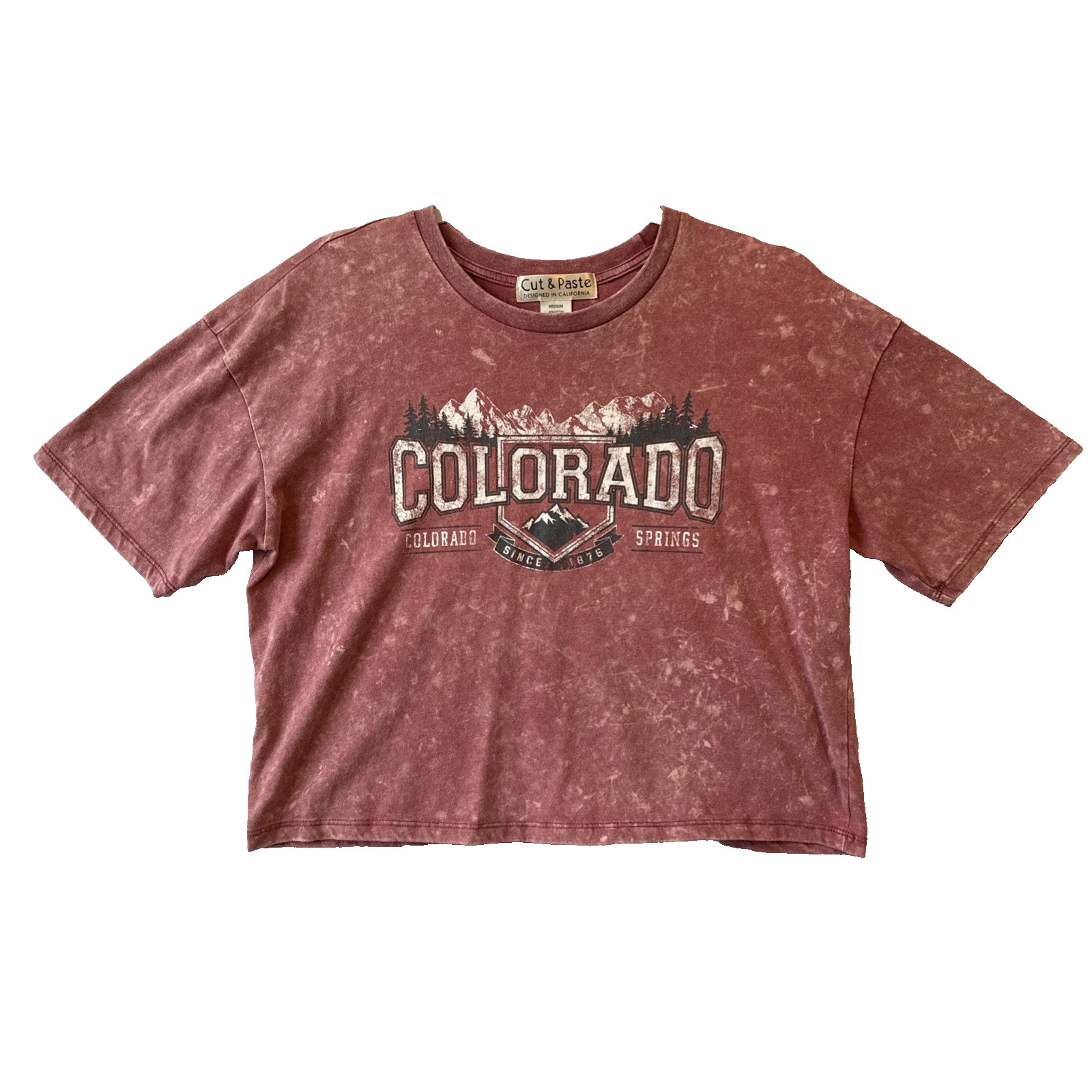 Cut & Paste Pink Washed Colorado Springs Graphic Print Cropped T Shirt Women’s M