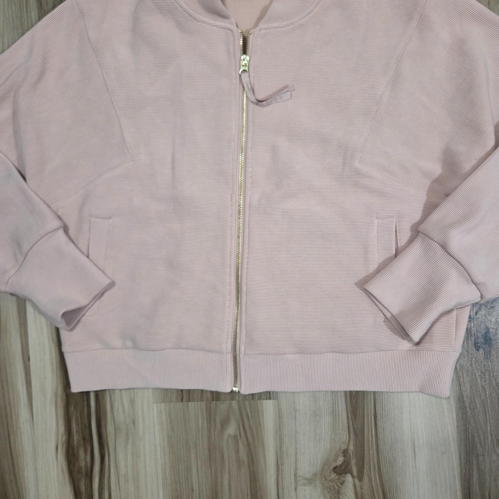 Varley Alia Zip Through Jacket in Mahogany Rose Womens Large Rib