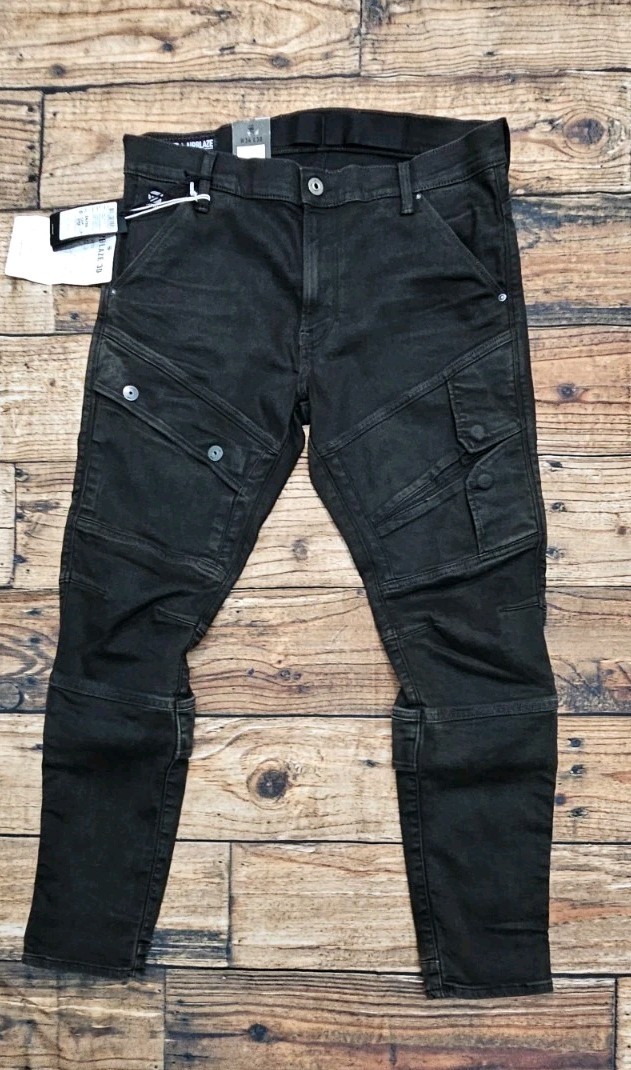 G-Star RAW Airblaze 3D Skinny Cargo Denim Jeans Super Stretch Faded Black 34×30