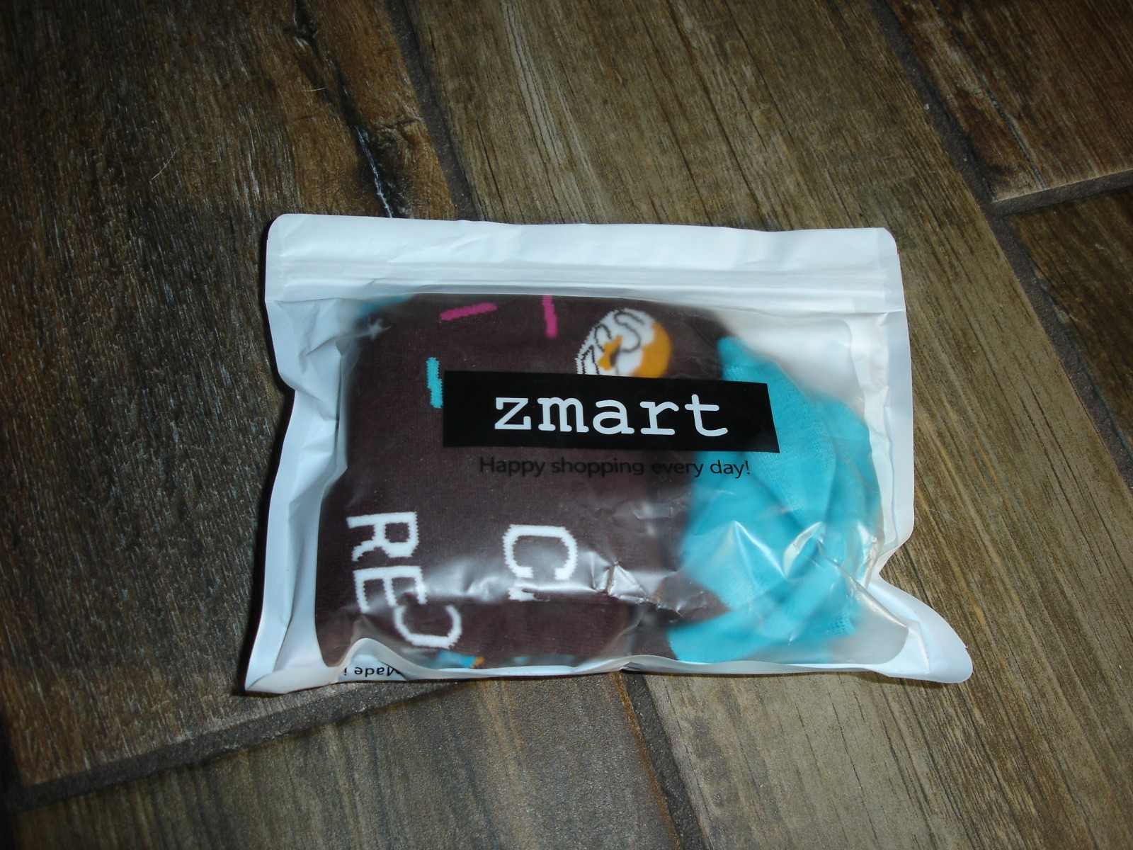 NEW Zmart brown crew socks ONE SIZE “If you can read this, bring me donuts”