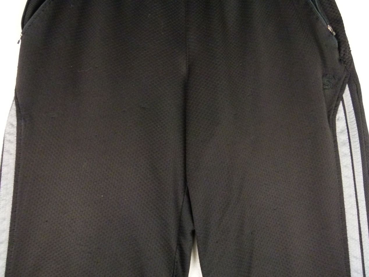 Starter Men’s Medium 32-34 Black Solid Track Pants Elastic Waist Zip Pockets
