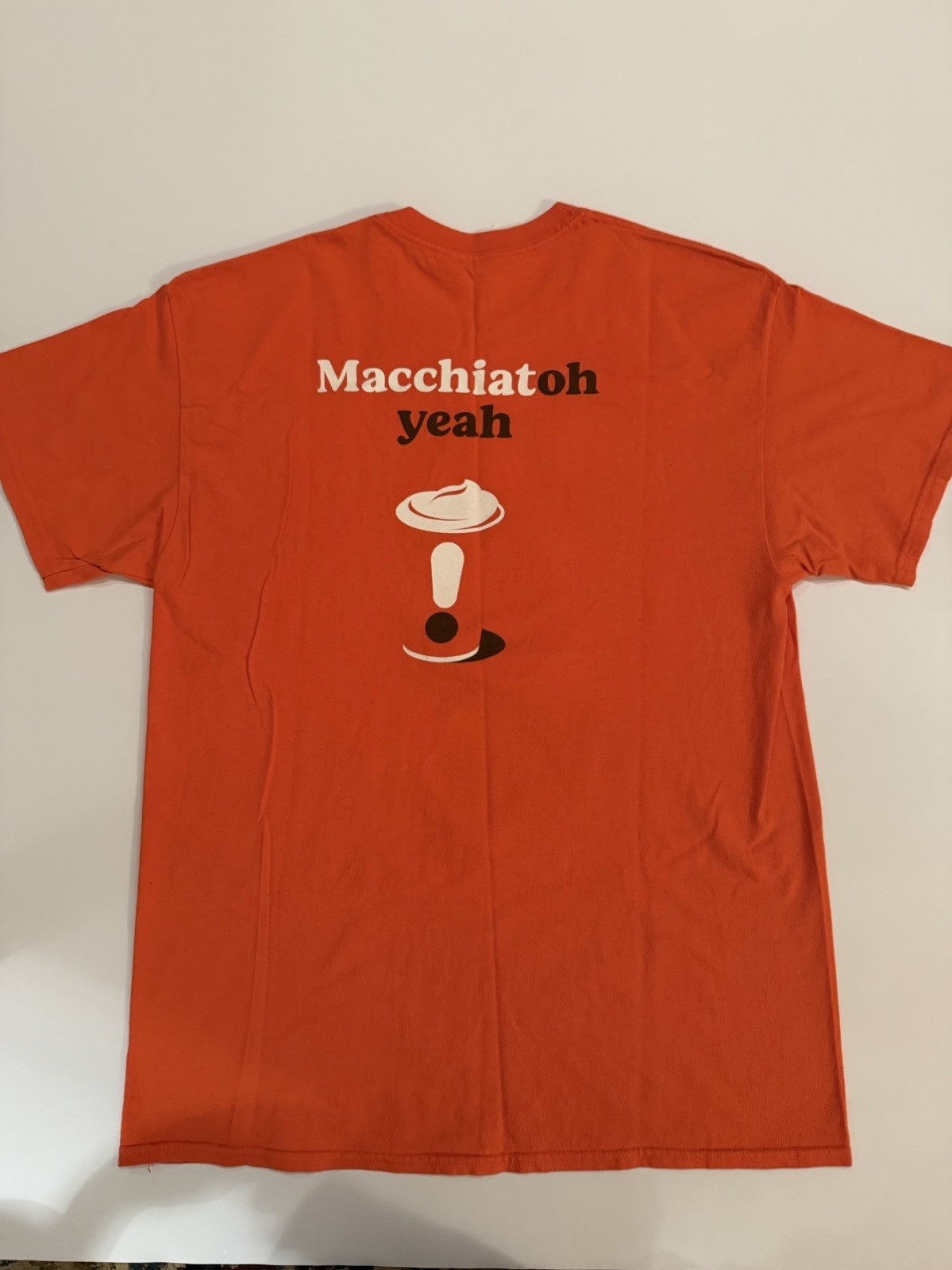 Dunkin Donuts Employee Promo T Shirt Large Orange Macchiato Oh Yeah