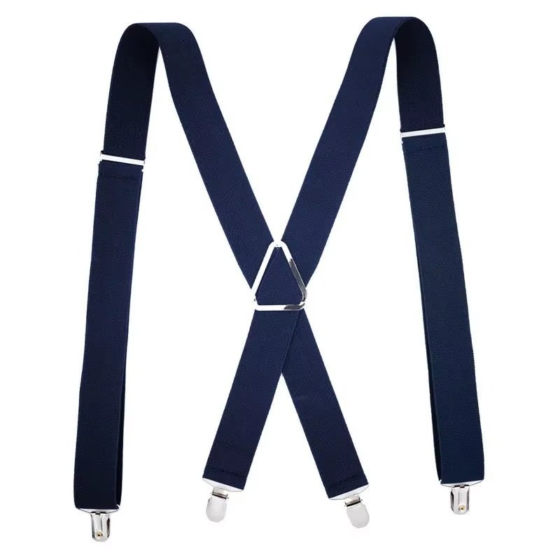 Men X-Shape Suspenders Elastic Strap Brace 3 Clips Adjustable Pants Brace TBN US