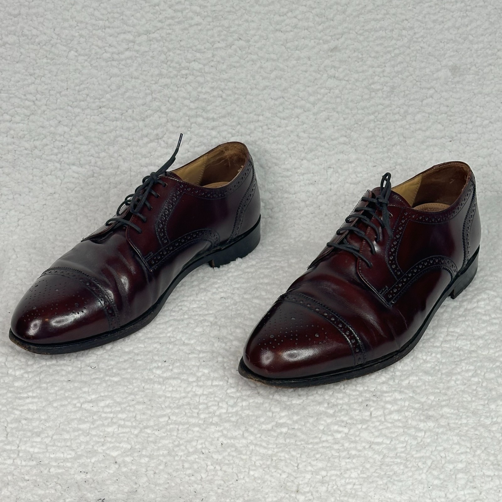 Bostonian Crown Windsor Cap Toe Oxford Mens 12 D Brown Leather Brogue Dress Shoe