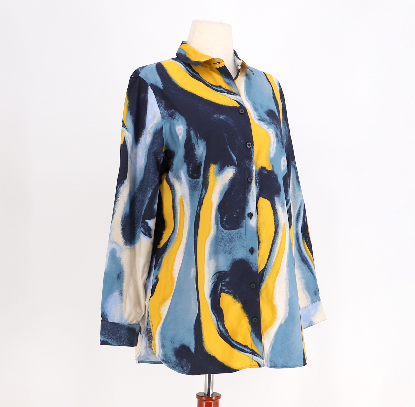 CHICO’S $105 No Iron Stretch Abstract Print Button-Down Tunic Shirt Size 2/US 12