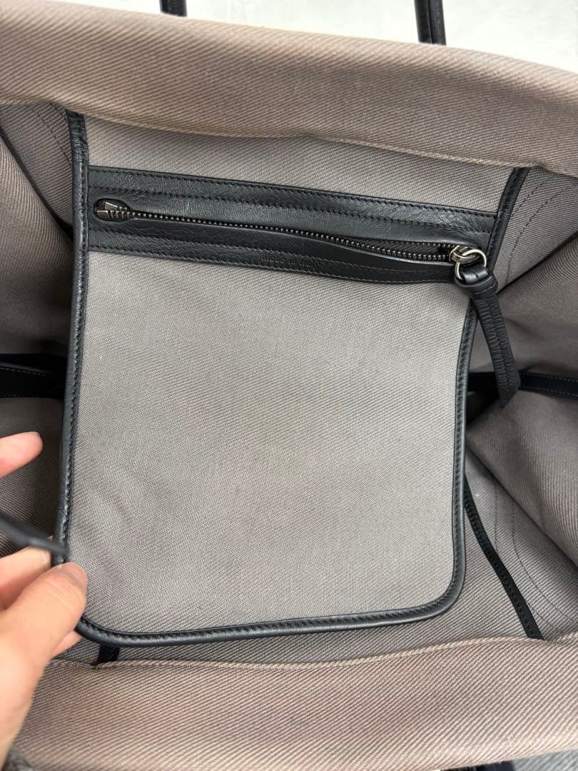 CELINE Luggage Phantom Tote Large Dark Gray Denim Leather Auth Cleaned Bag