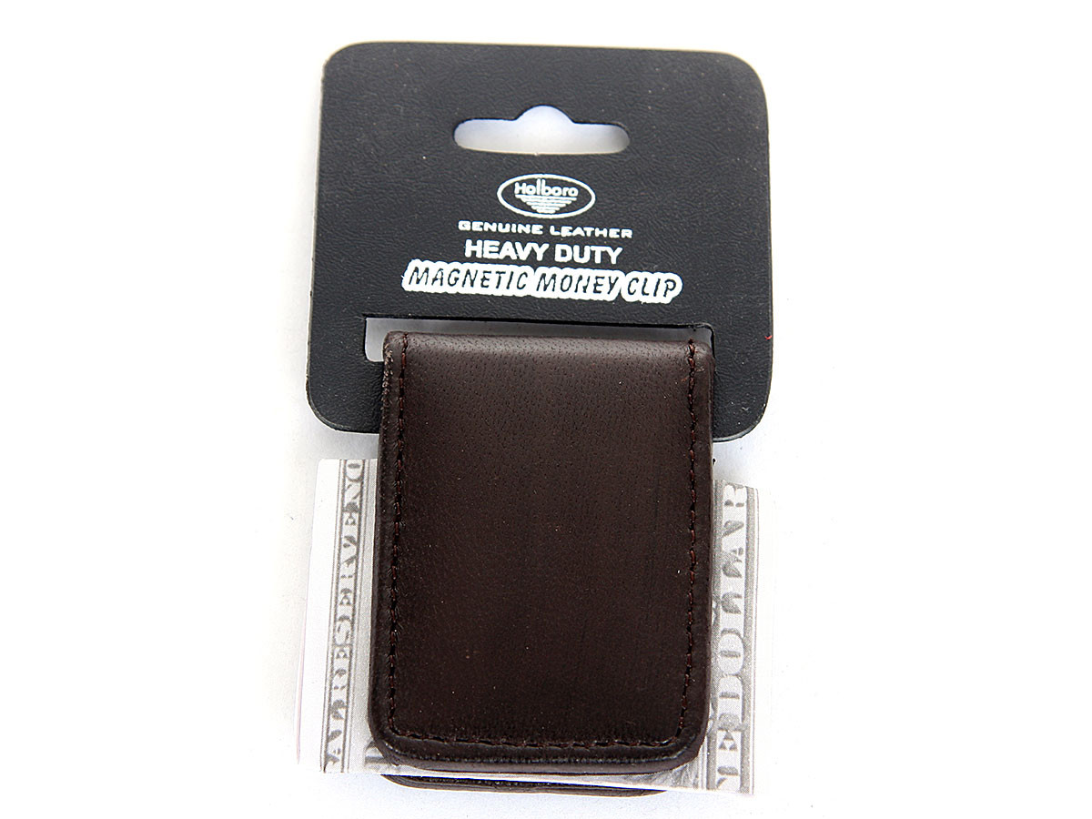 Men’s New Genuine Leather Strong Magnetic Money Clip Black