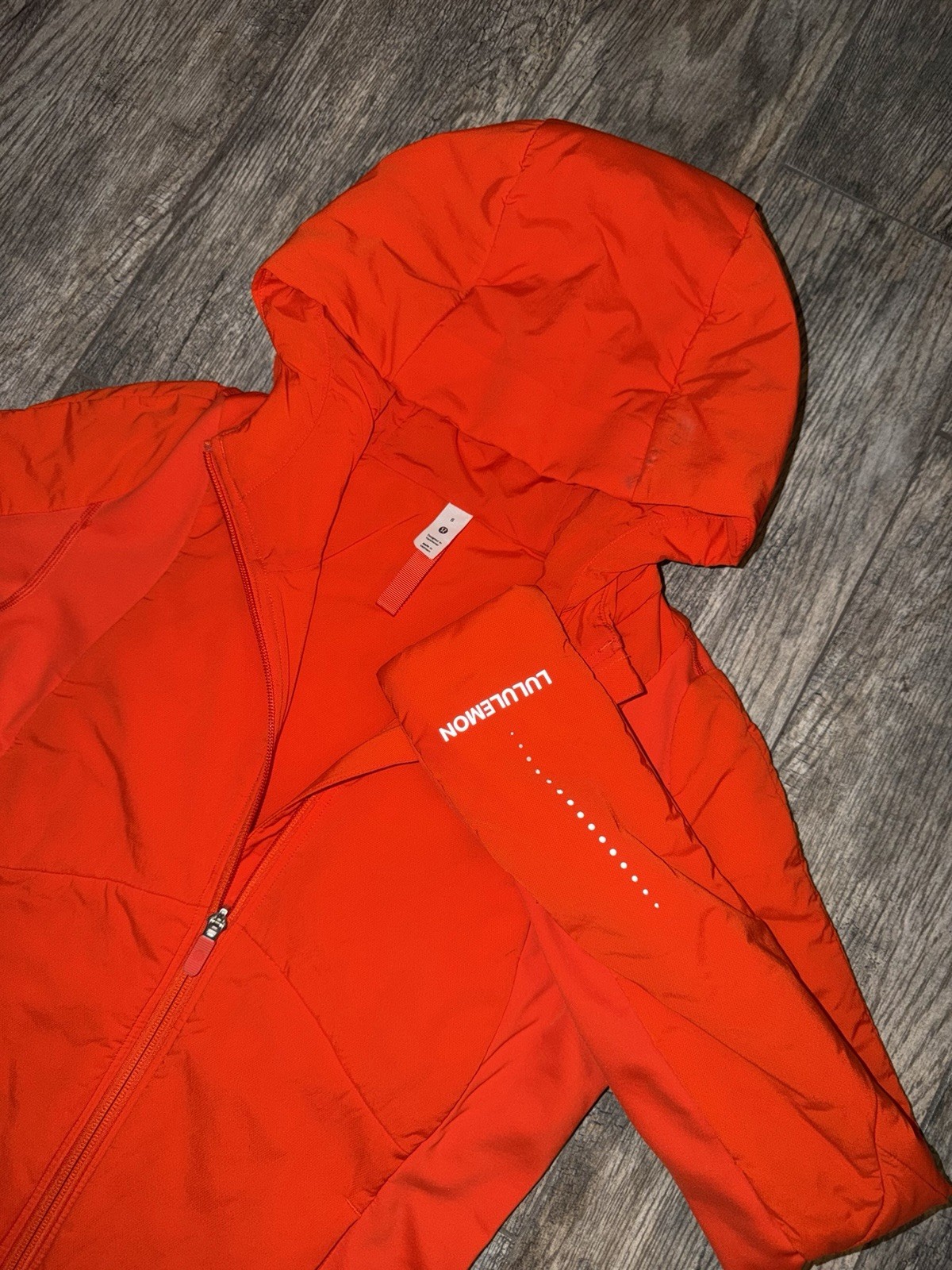 Lululemon Women’s Size 8 Hooded Running Jacket Hybrid Orange Reflective EUC