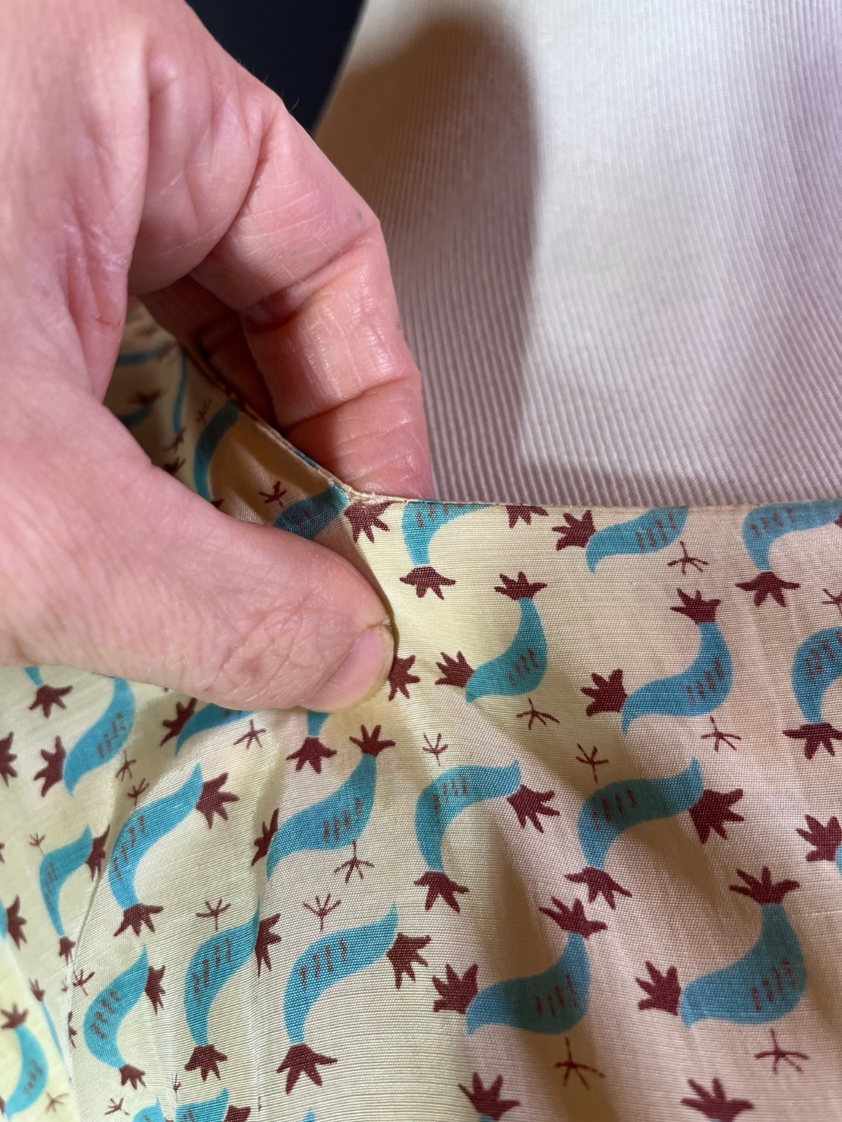 Vintage Homemade Housedress Short Sleeve Pockets Rooster Print *Flaws