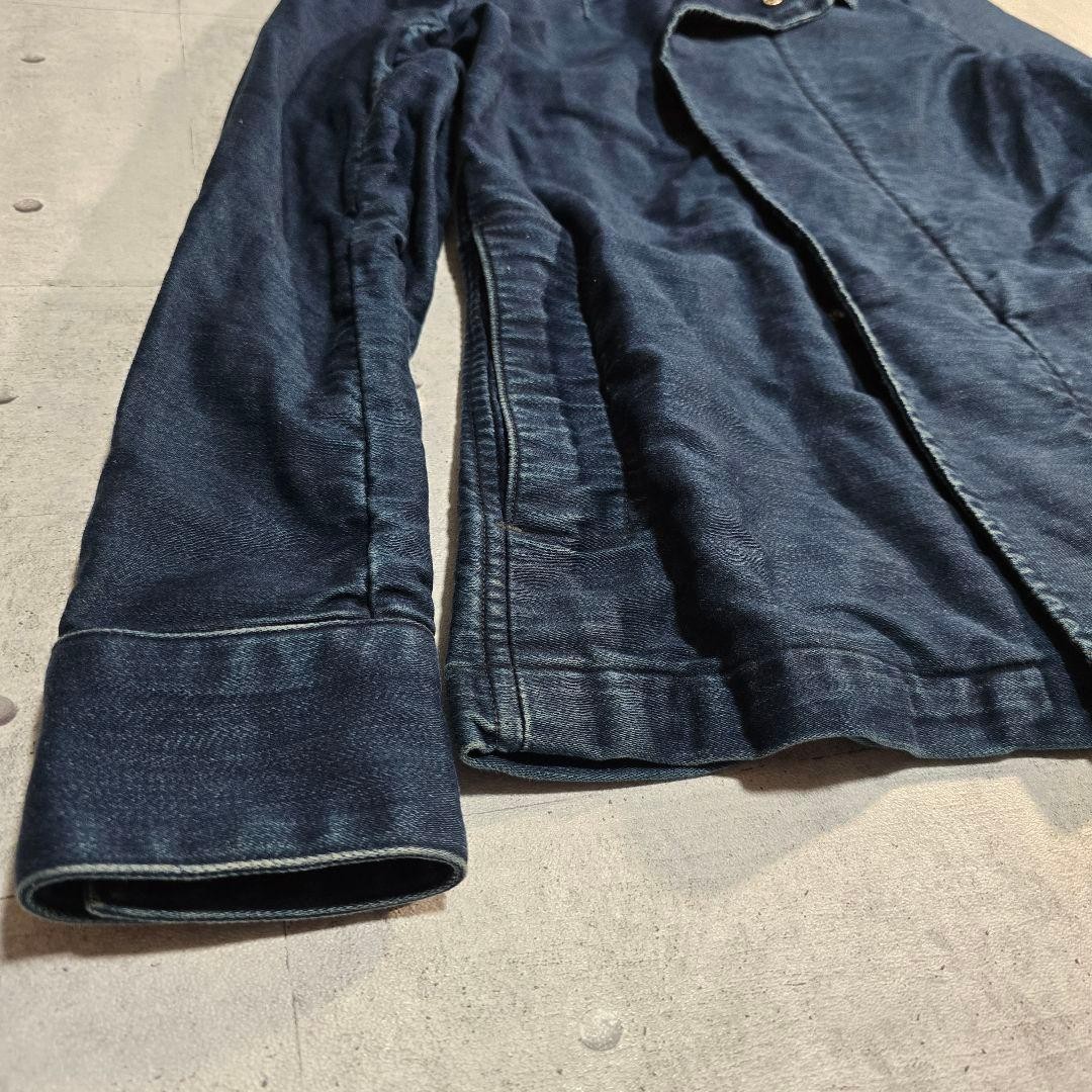 45R Indigo Blue Cotton Double Riders Jacket S Small Made In Japan Workwear