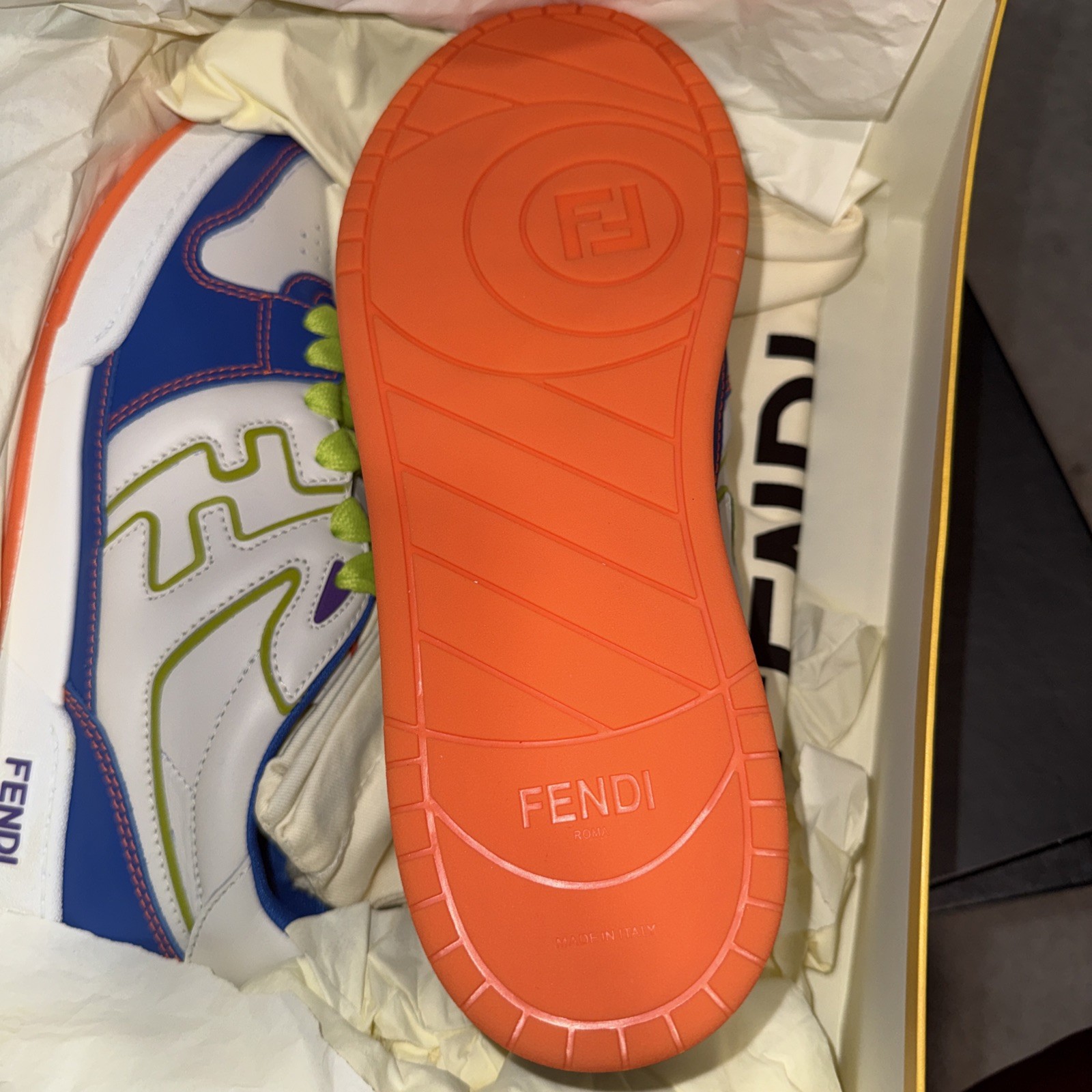 FENDI Match FF Men’s Leather Logo Fashion Ace Sneakers UK 9 – US 10