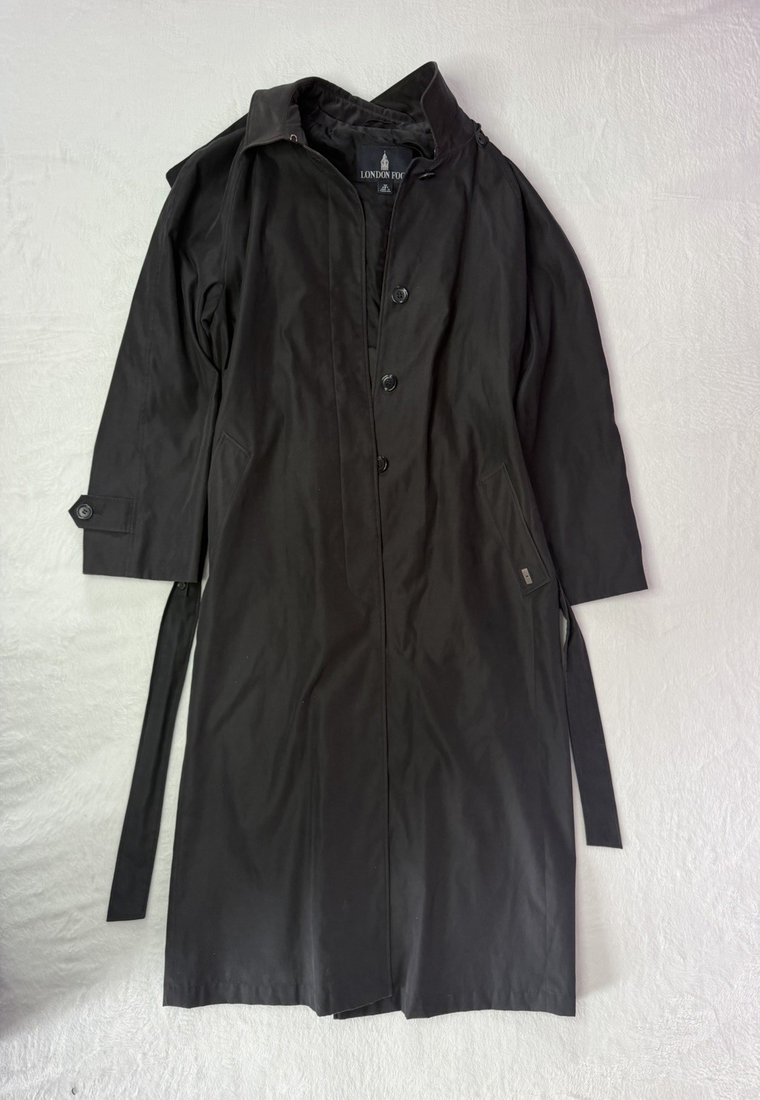 London Fog Women’s Trench coat Overcoat Size 12 P Hooded Belted Classic