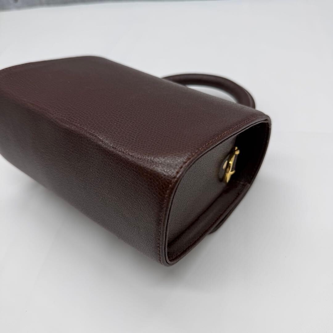 MaxMara Brown Leather 2Way Mini Top Handle Crossbody Flap Bag Italy Gold Logo