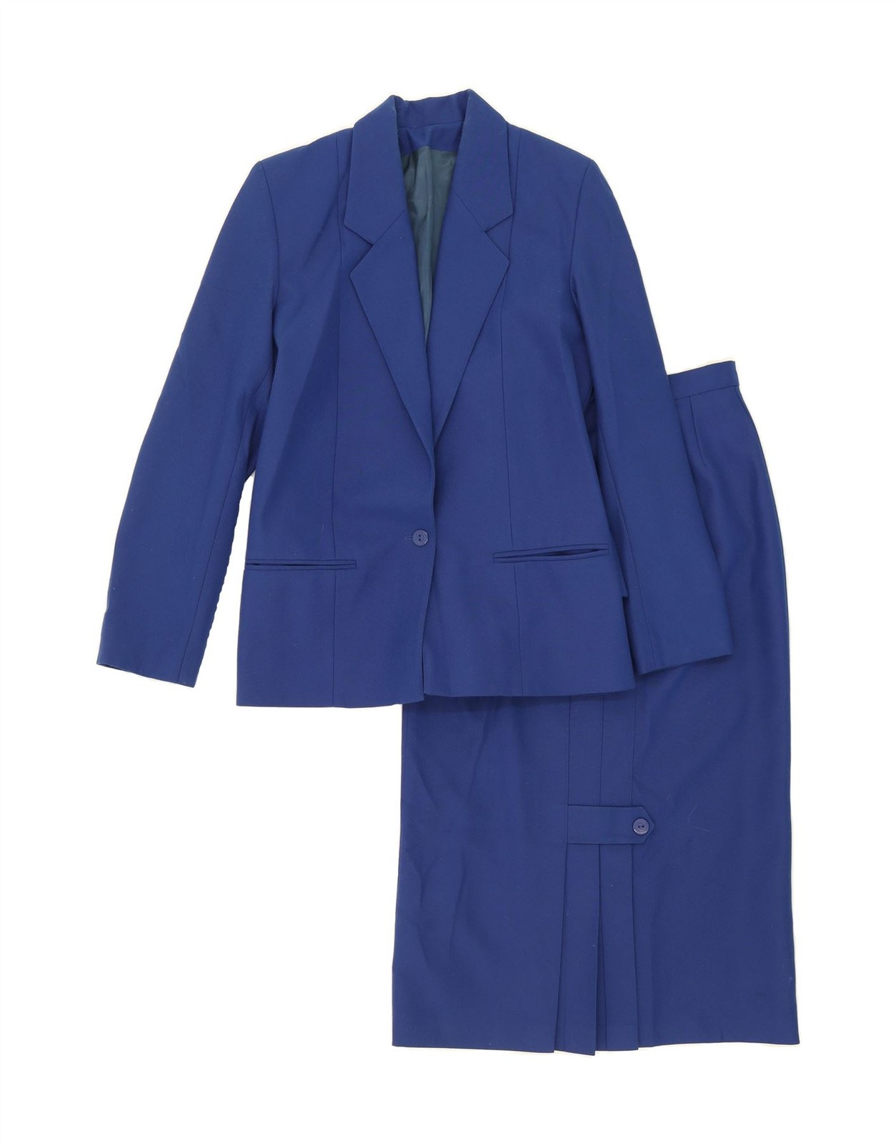 TREVIRA Womens 1 Button 2 Piece Skirt Set UK 10 Small W23 Blue Polyester RA08