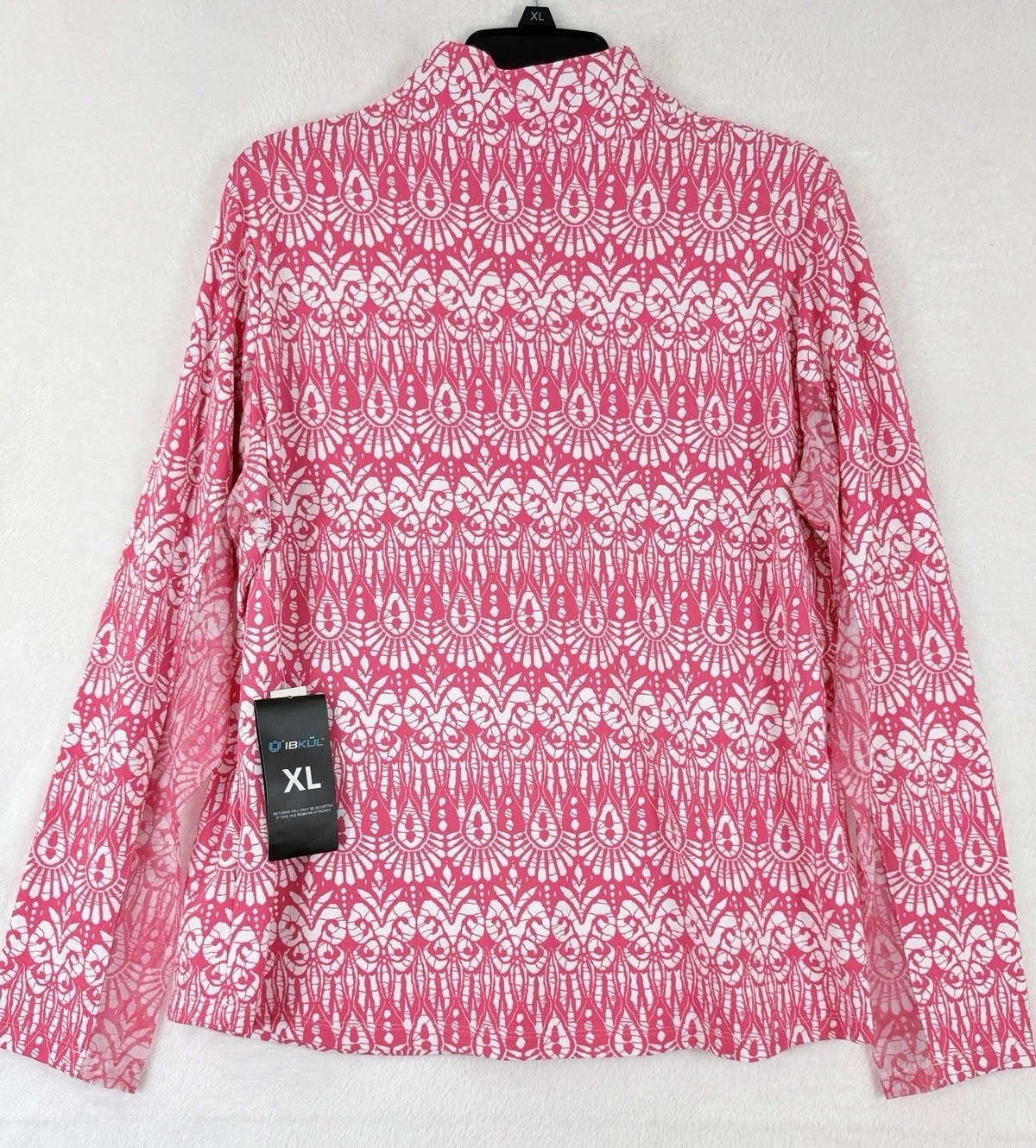 IBKUL Womens Long Sleeve Top XL 1/4 Zip Mock Neck Pink Barbara Golf