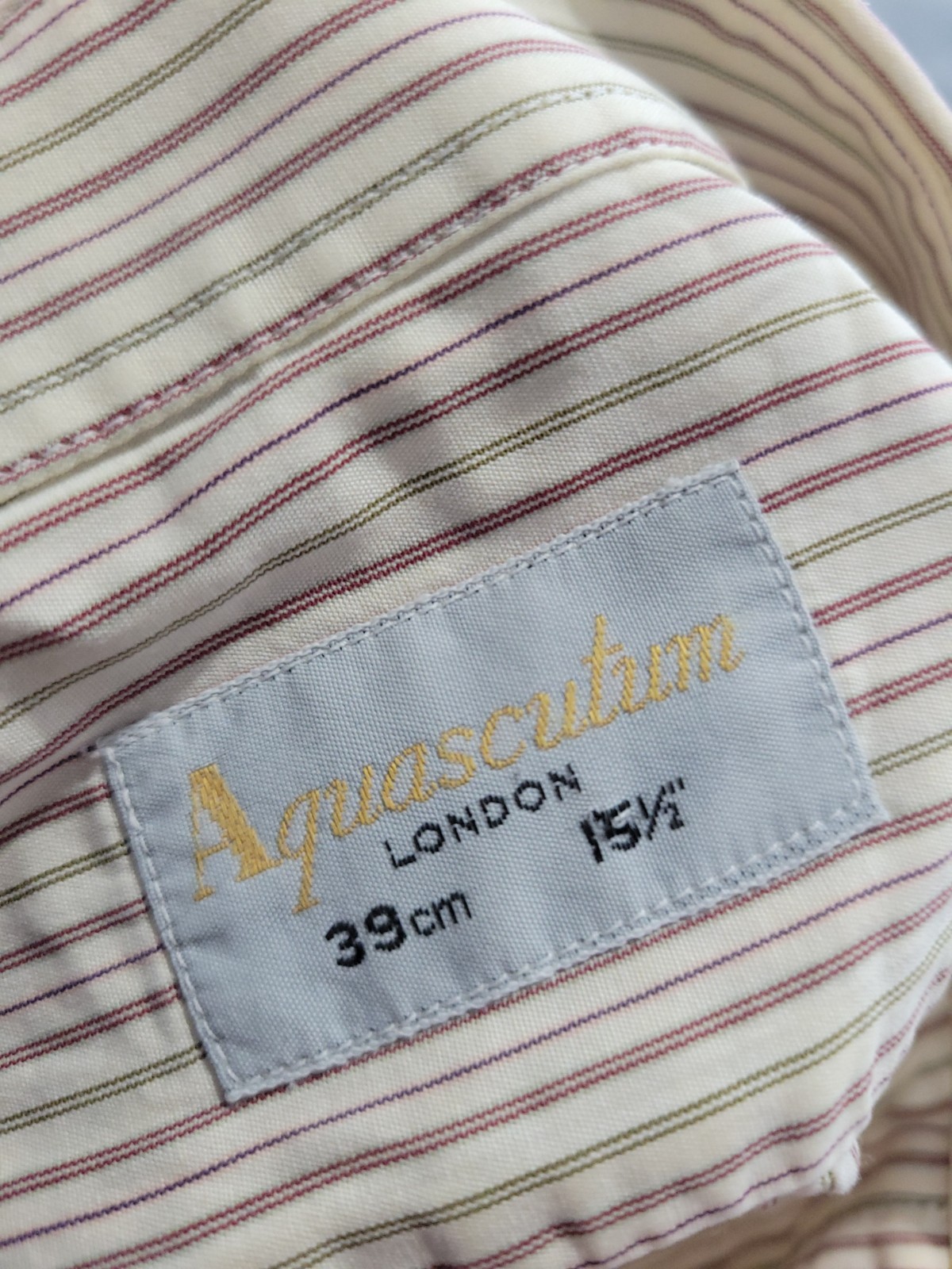 Aquascutum Mens Shirt Medium Stripe Long Sleeved Cotton Double Cuff 15.5″ 39cm