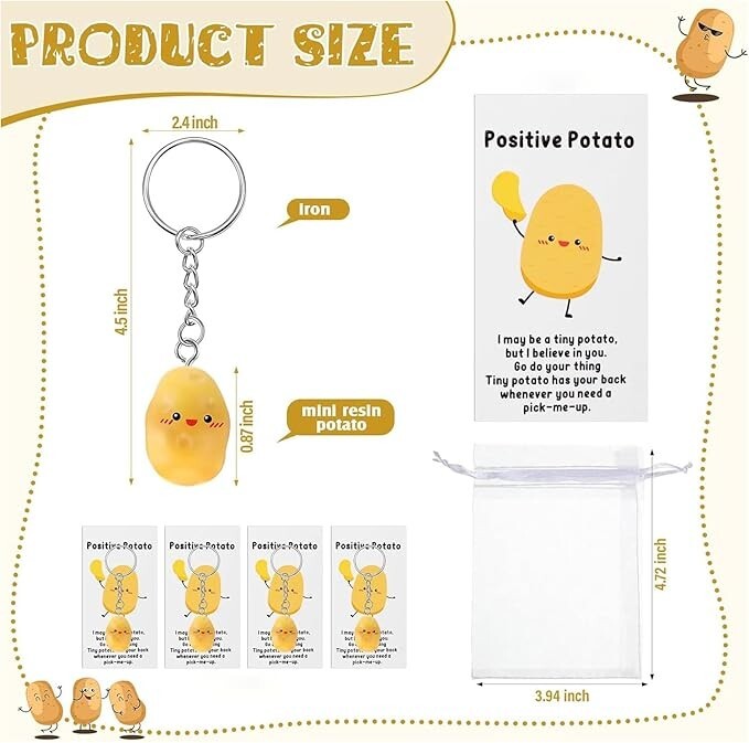 Positive Inspirational Potato Keychain Employee Appreciation Gift Mini Potato…