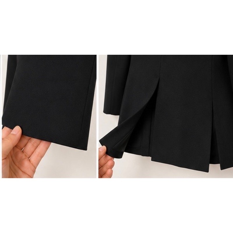 Theory Black Virgin Wool Open Front Collarless Blazer Jacket Size 2