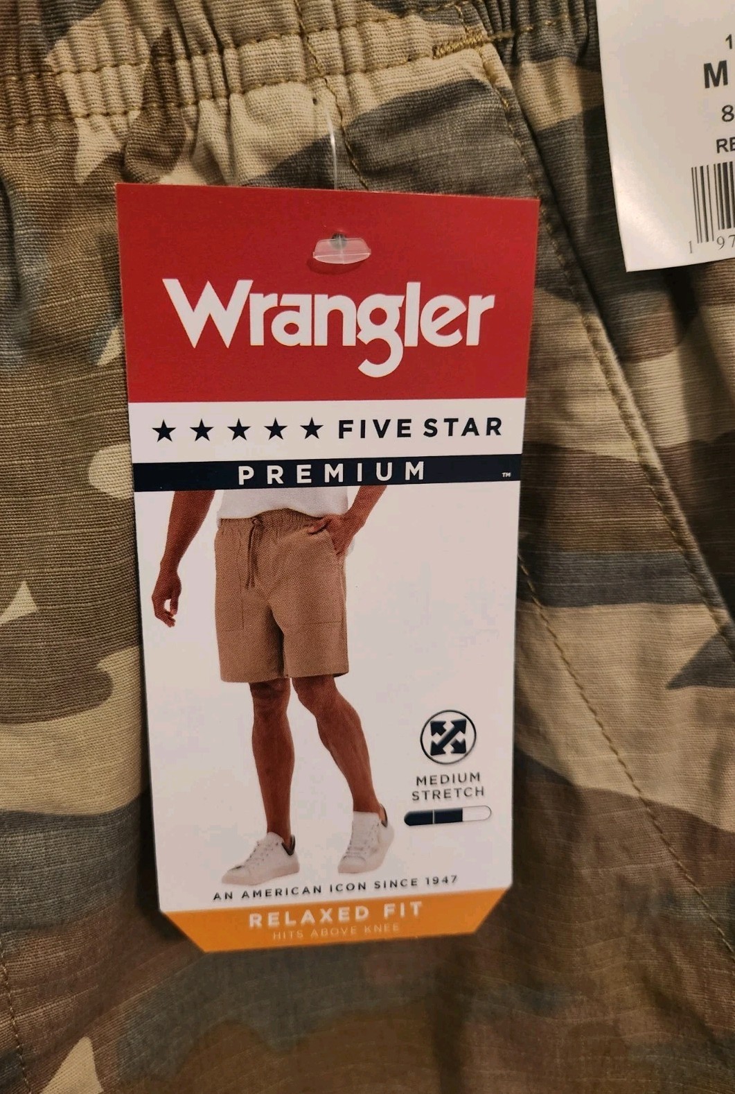 Wrangler Men’s MEDIUM 32-34 Pull-On Relaxed Fit Shorts CAMO 8″ #10725