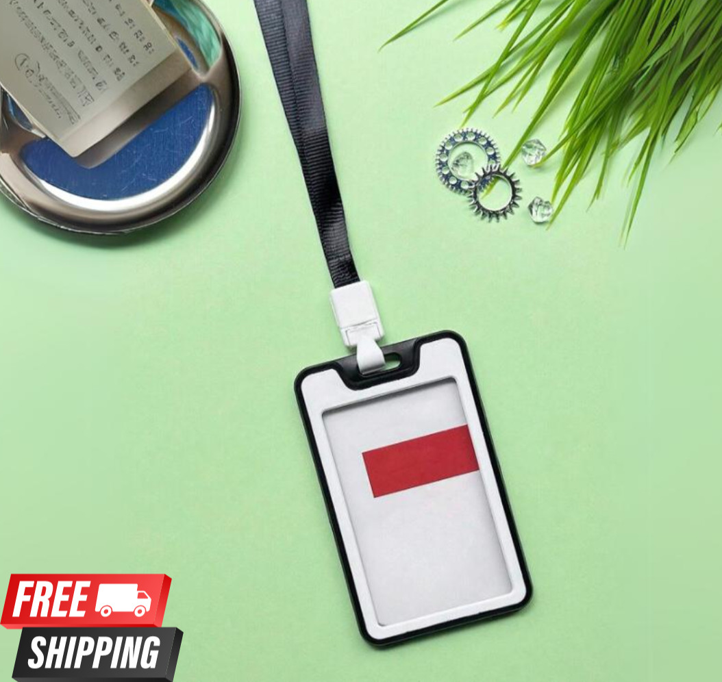 ID Badge Holder with Double-Sided Windows Hard Plastic Vertical ID Card Holder