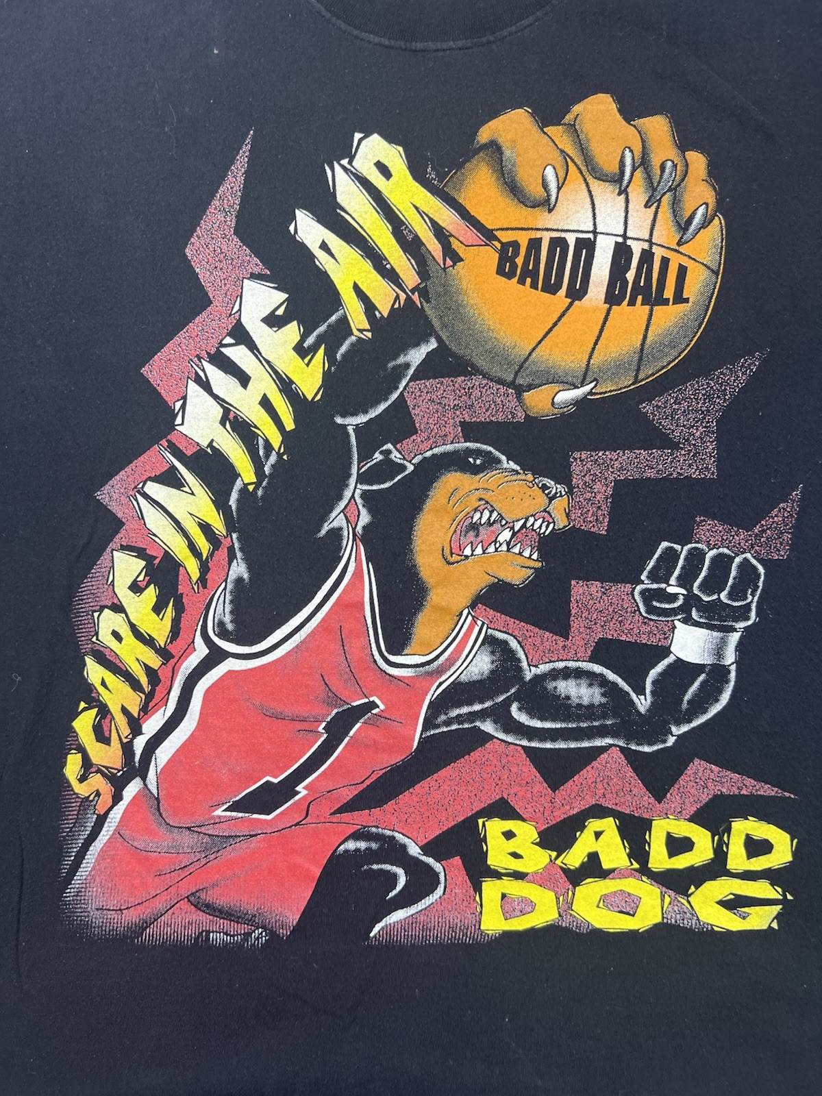 Vintage Bad Dog Shirt All Over Print Size XL Scare In The Air