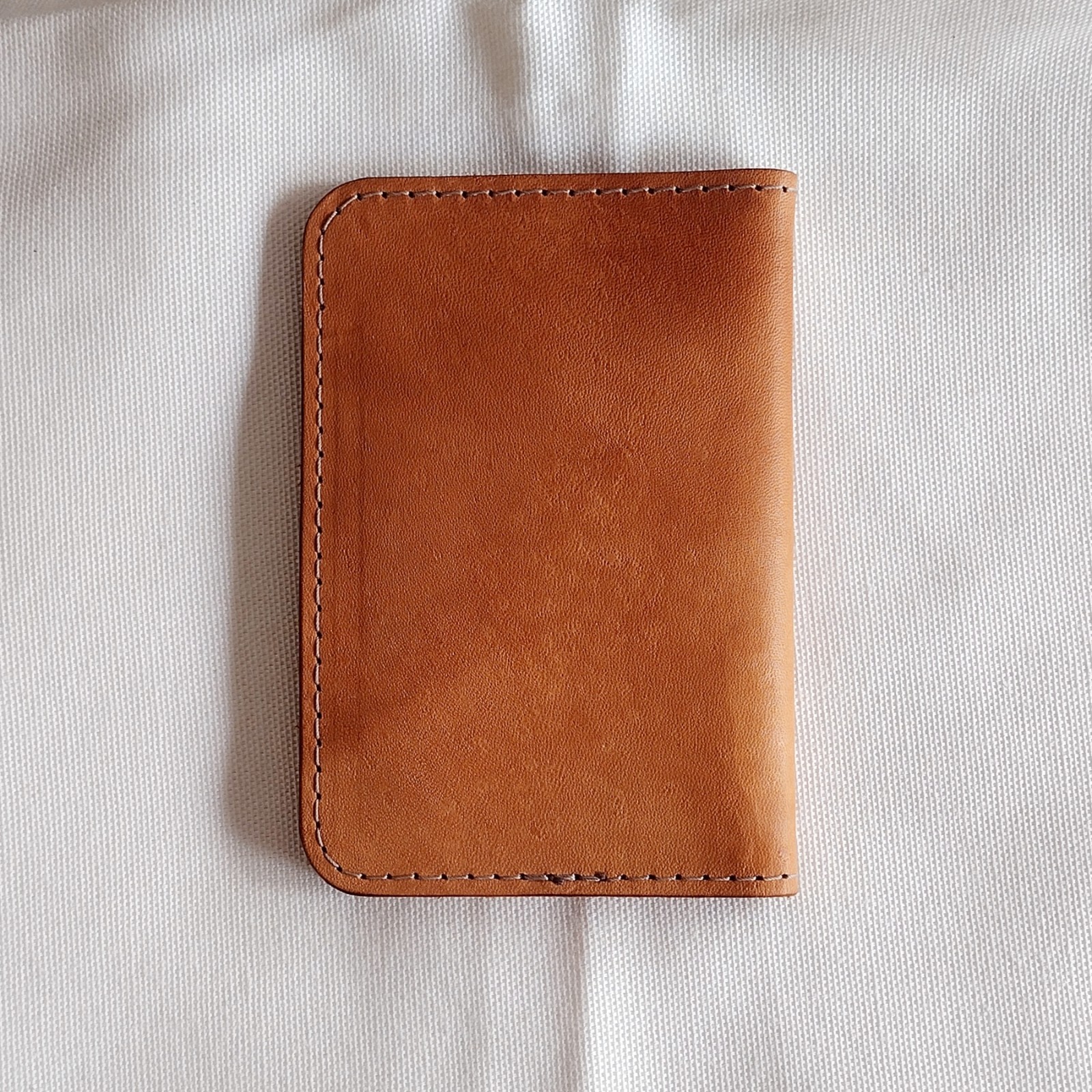 handmade 100% real leather wallet aged natural veg tan vertical bifold