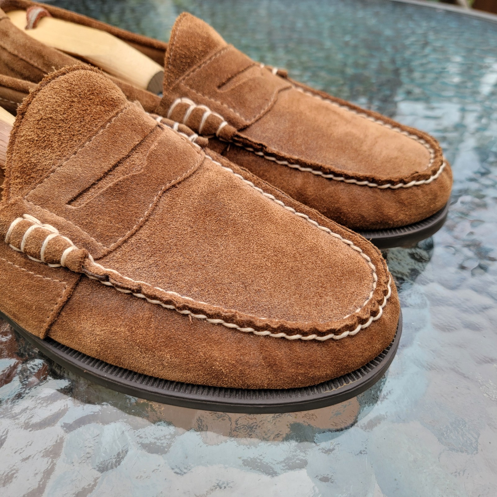 Polo Ralph Lauren Penny Loafers Men’s 9 D Brown Suede Leather Slip On Shoes