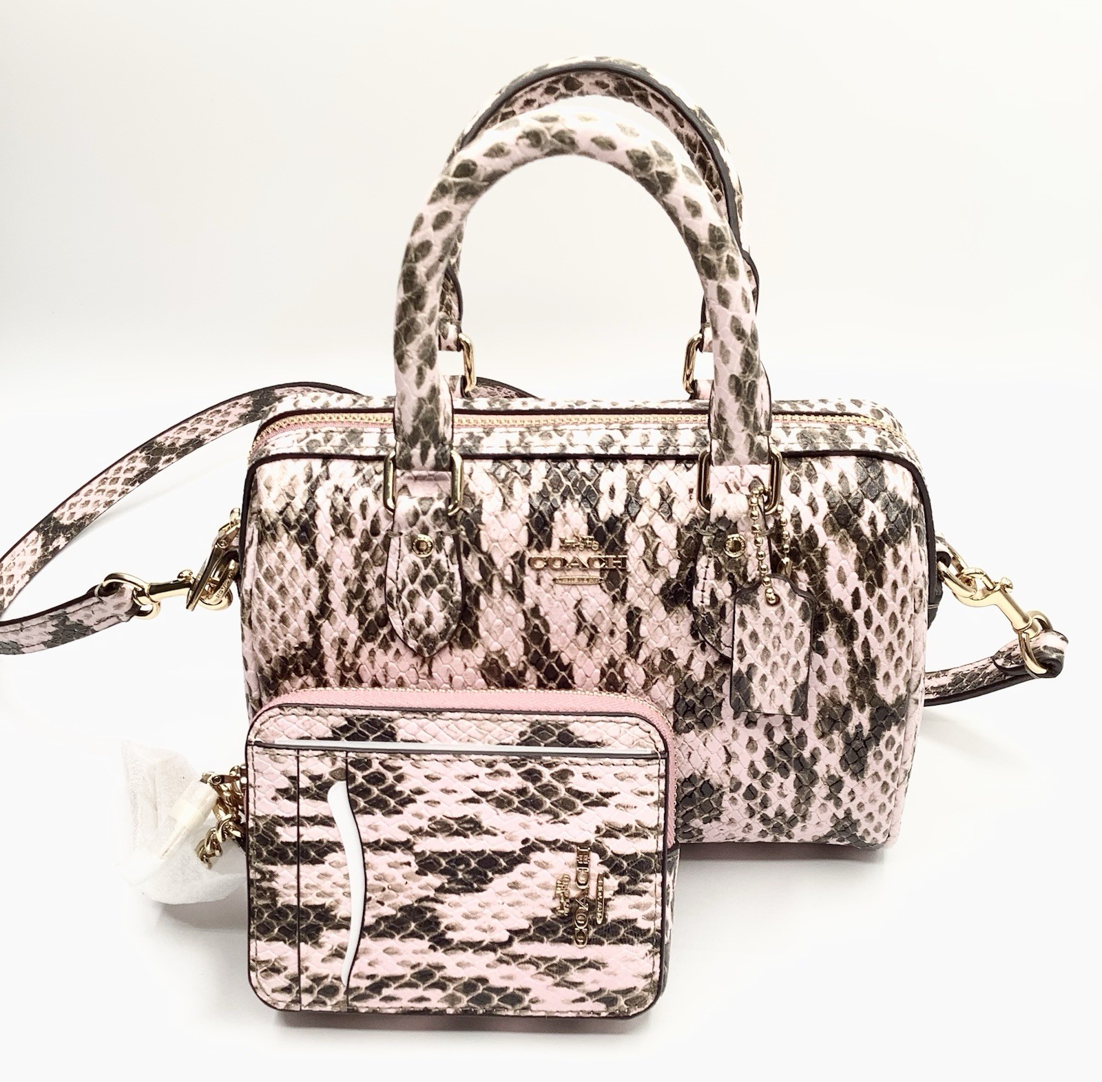 Coach Mini Rowan Crossbody Bag in Snake-Embossed Leather with Card Case – NWT