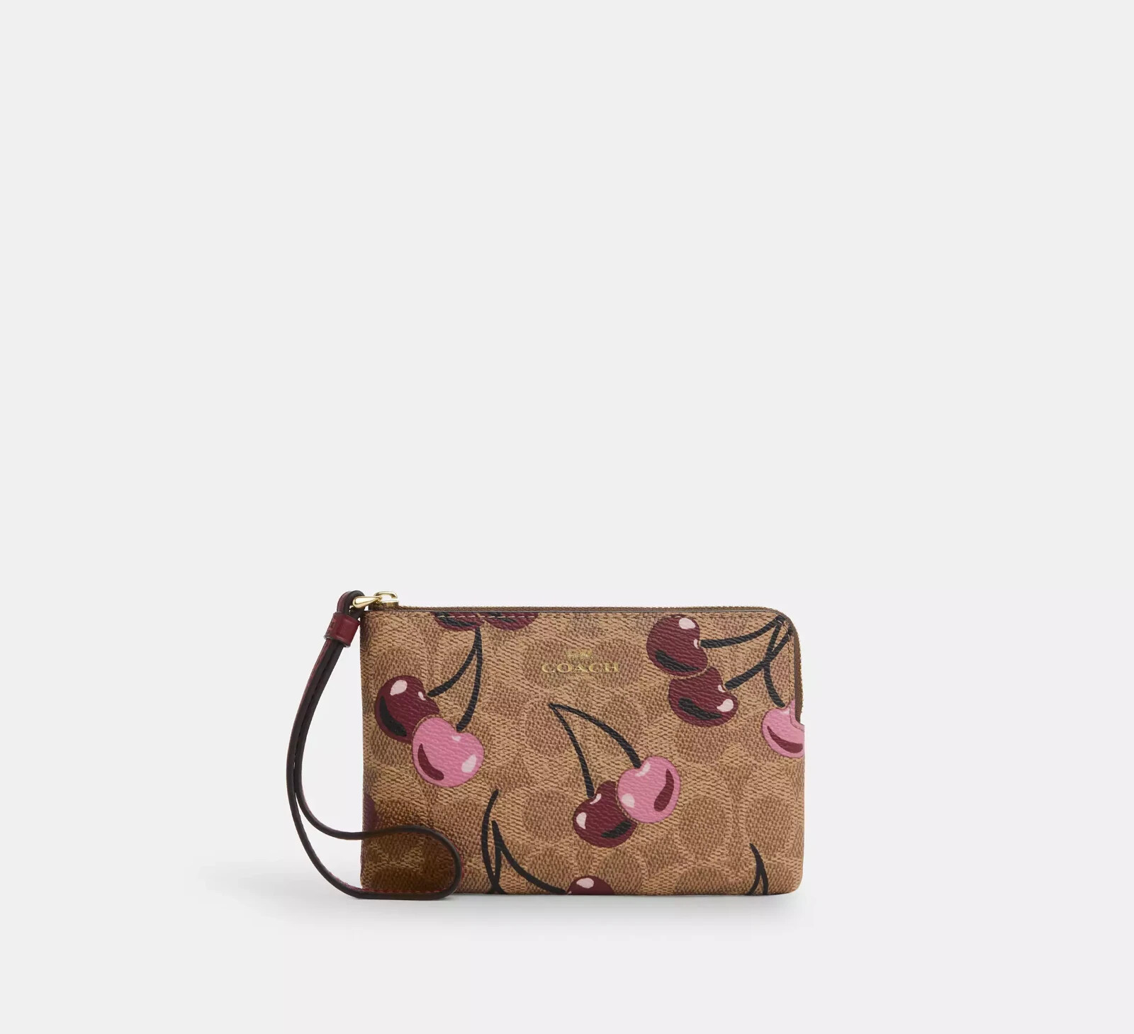 NWT Coach CAA71 Gallery Tote Bag In Signature Canvas & Cherry Print Zip Wristlet
