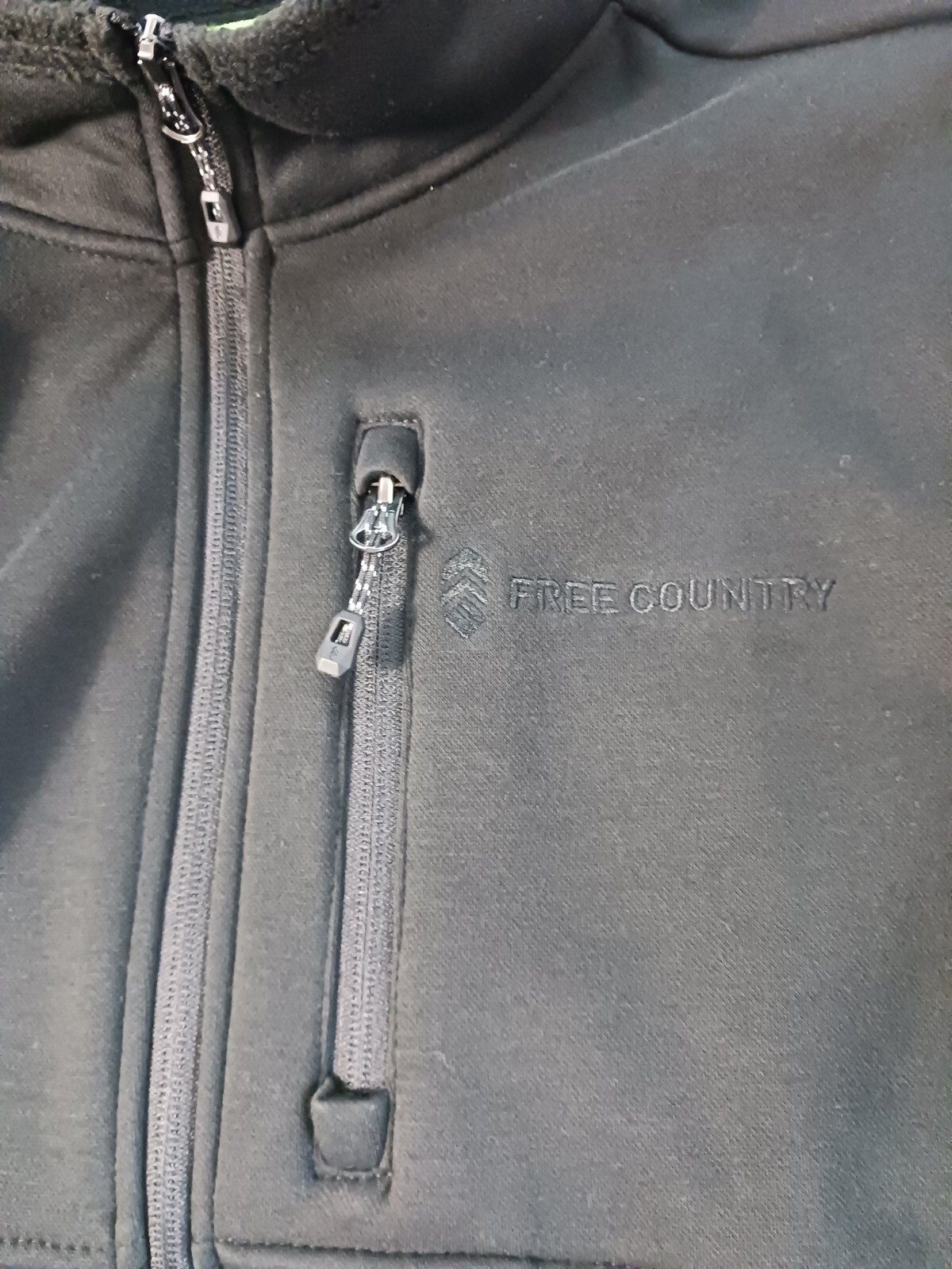 FREE COUNTRY Mens Jacket Jet Black Zip-Up Hang Out Fleece Size Small