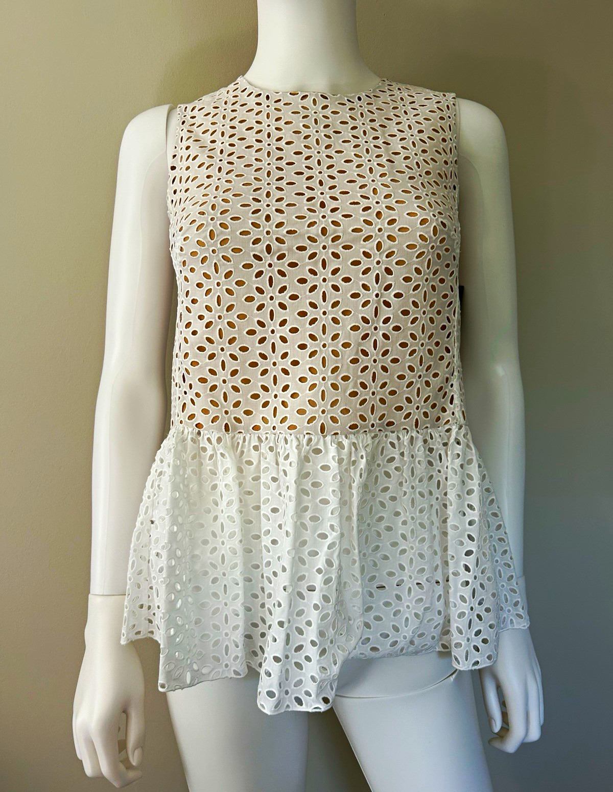 NWT Michael Kors Collection Resort 2014 Optic White Italy Peplum Top Sz 0