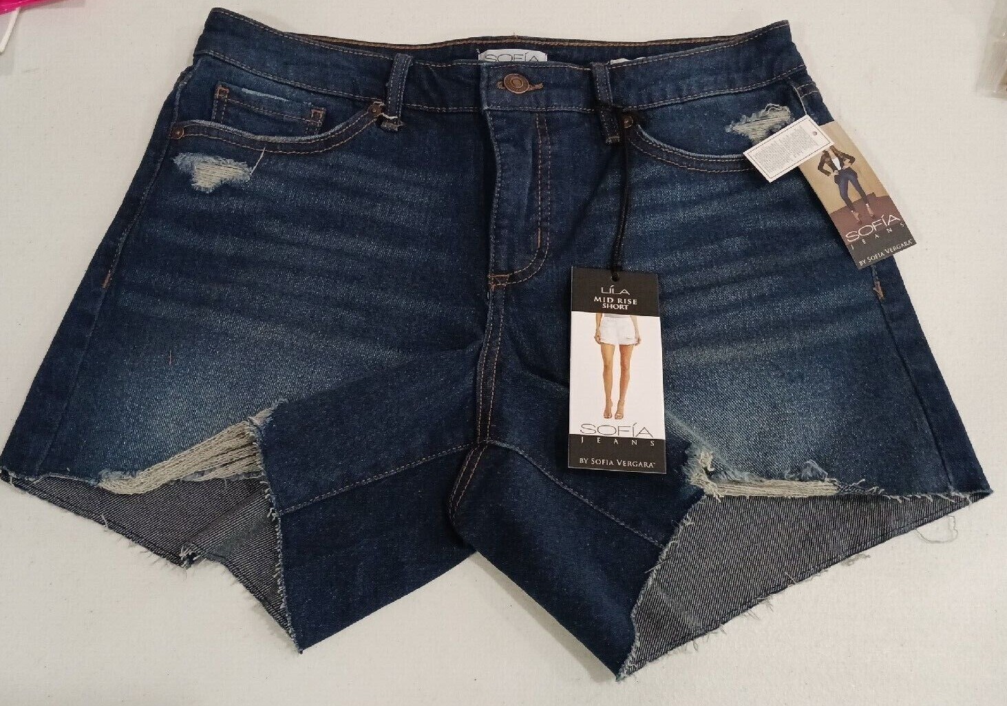Sofia Womens LILA Jean Shorts by Sofia Vergara Mid-Rise Various Sizes Destructed