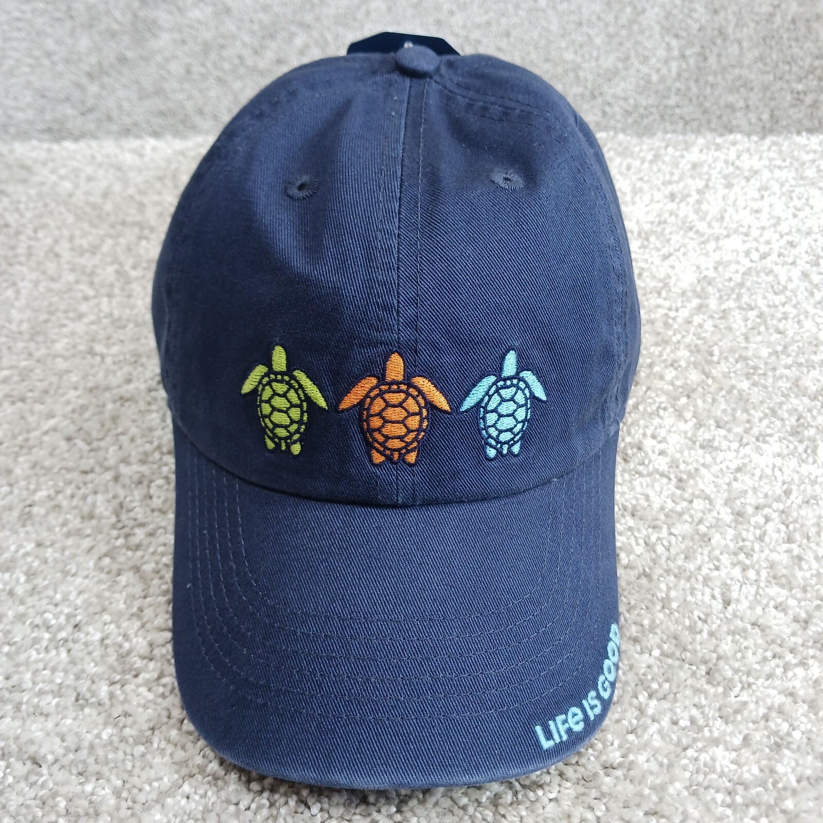 Life Is Good Hat Adult One Size Adjustable Blue Turtles Beach Summer Relax New