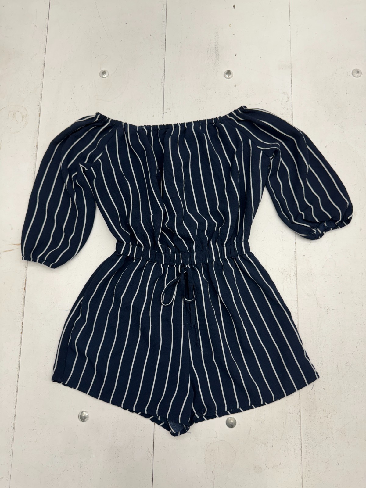Toxik3 Dark Blue White Striped One Piece Romper Womens Size Medium