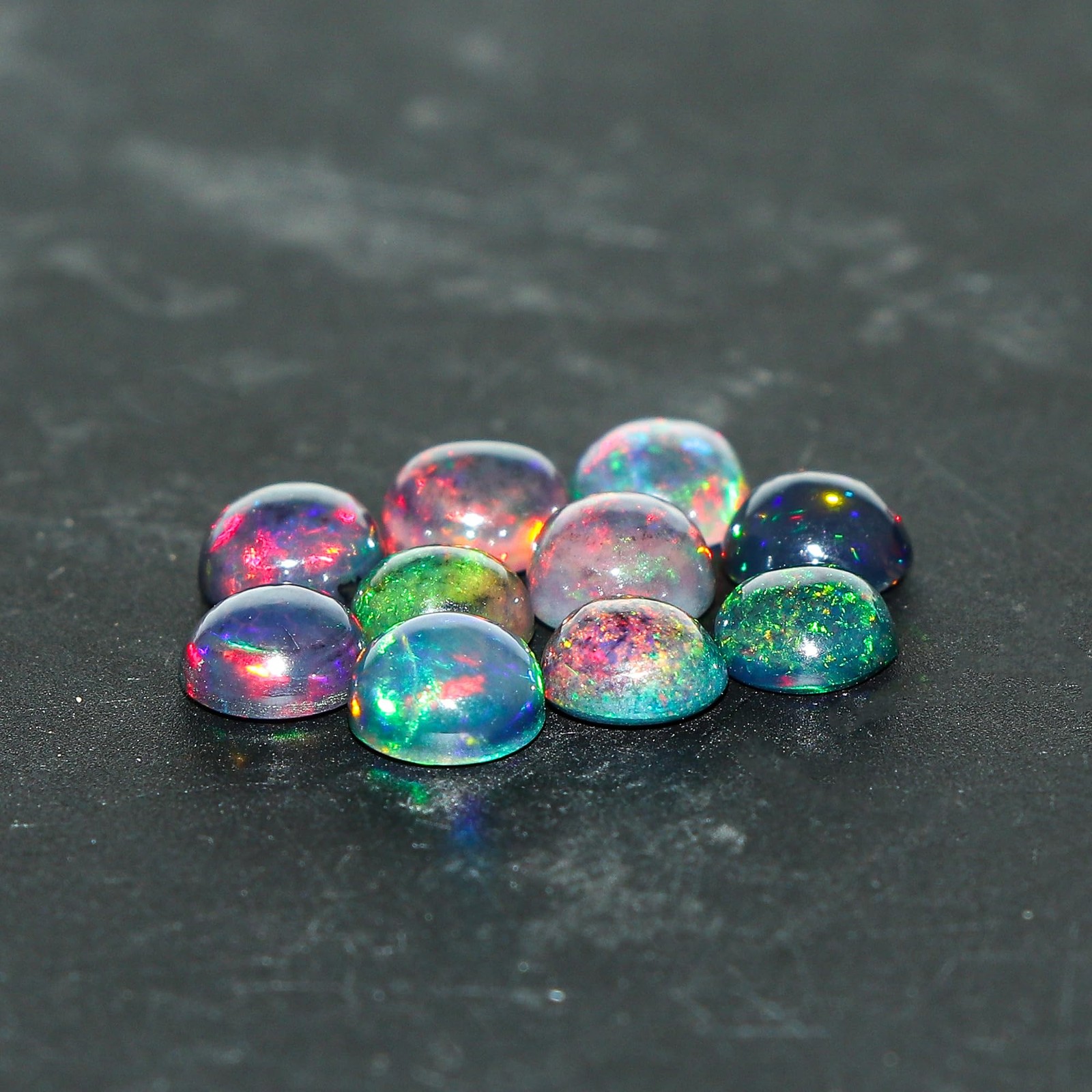 10 Pcs,5×5 MM, Natural Black Opal, Round Shape, Ethiopian Opal Gemstone Whole…
